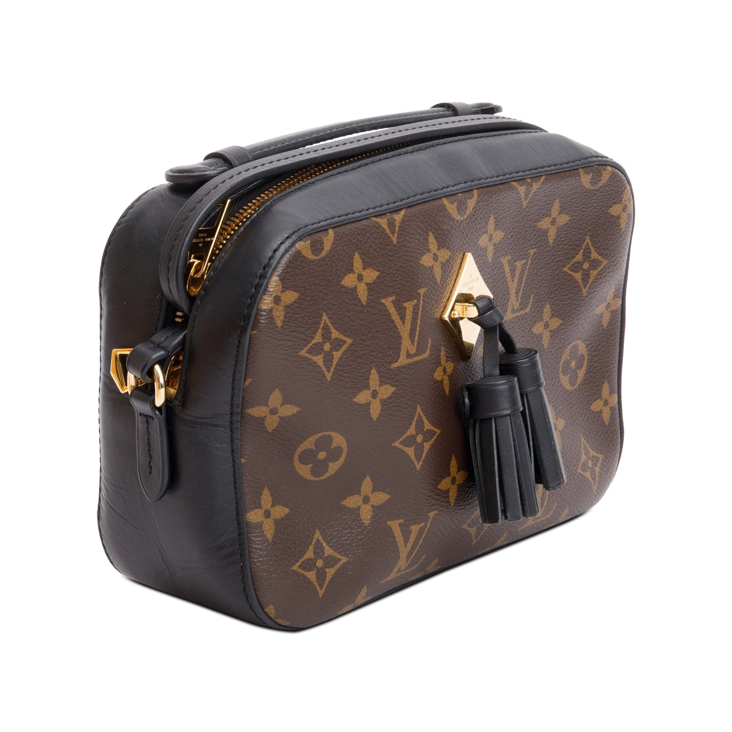 Louis Vuitton Black Leather Trim Monogram Saintonge Bag
