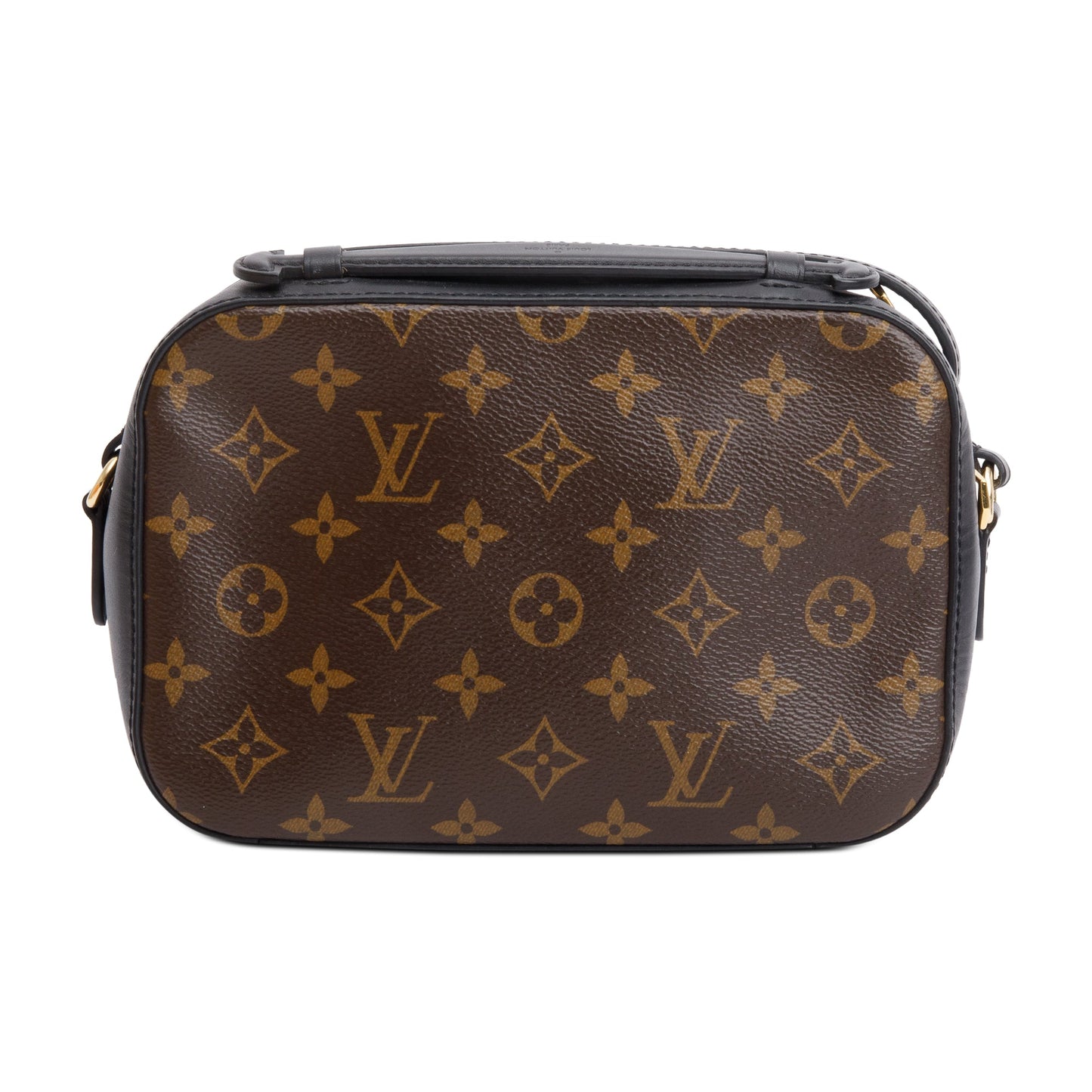 Louis Vuitton Black Leather Trim Monogram Saintonge Bag