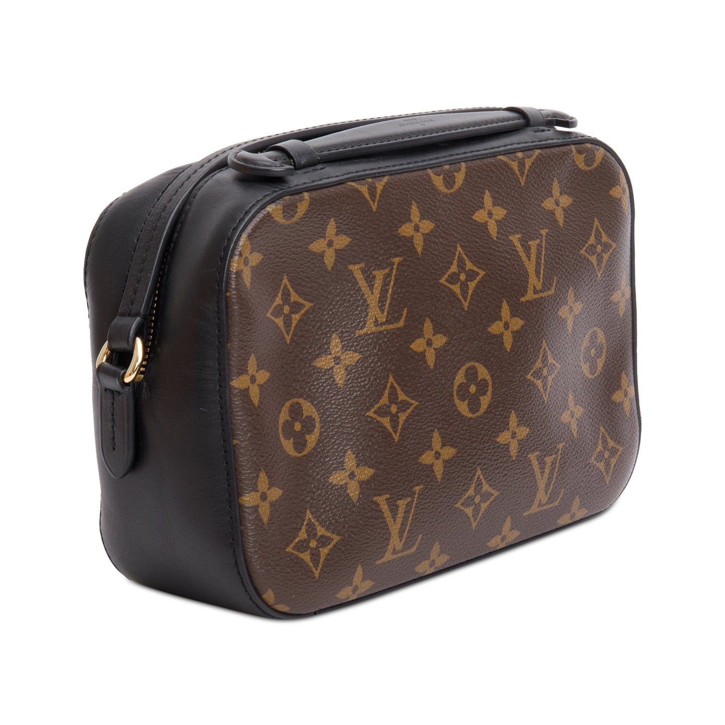 Louis Vuitton Black Leather Trim Monogram Saintonge Bag