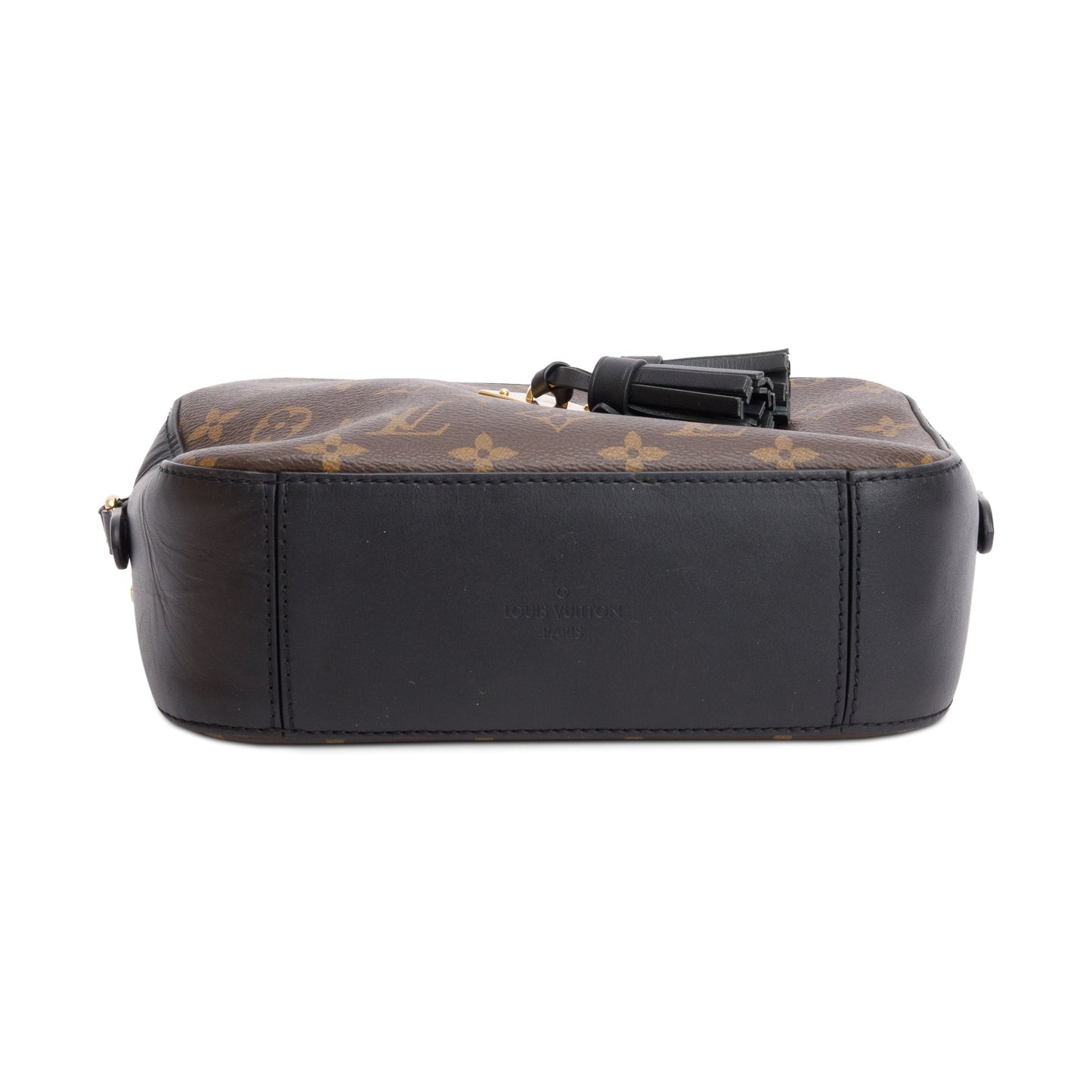 Louis Vuitton Black Leather Trim Monogram Saintonge Bag