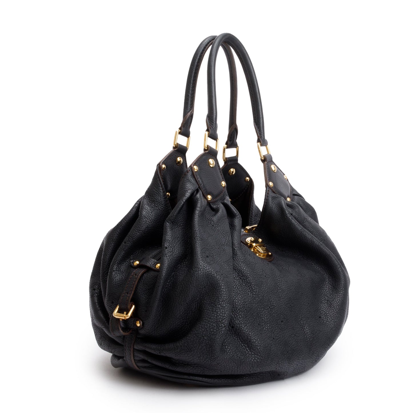 Louis Vuitton Black Mahina Leather L Hobo