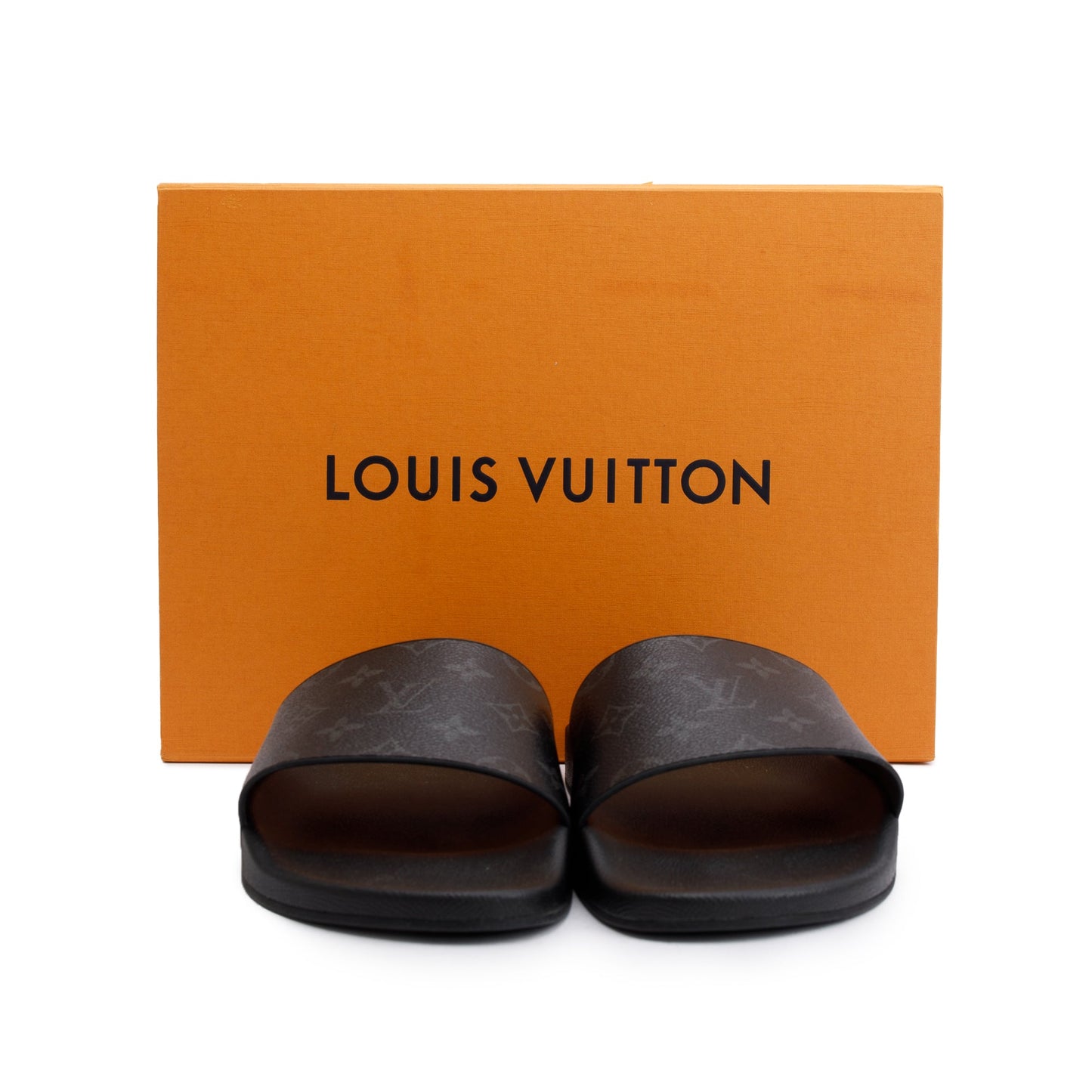 Louis Vuitton Black Monogram Eclipse Rubber Waterfront Mule, Size 11