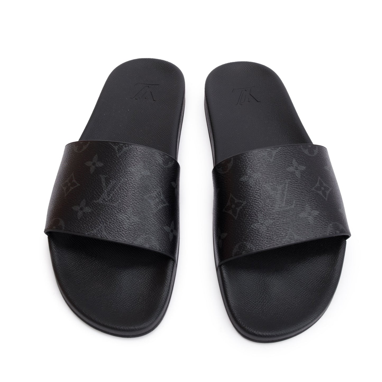 Louis Vuitton Black Monogram Eclipse Rubber Waterfront Mule, Size 11