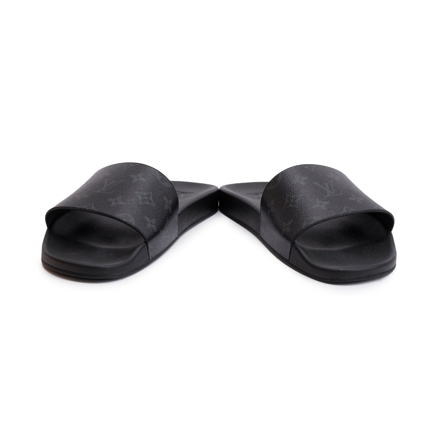 Louis Vuitton Black Monogram Eclipse Rubber Waterfront Mule, Size 11
