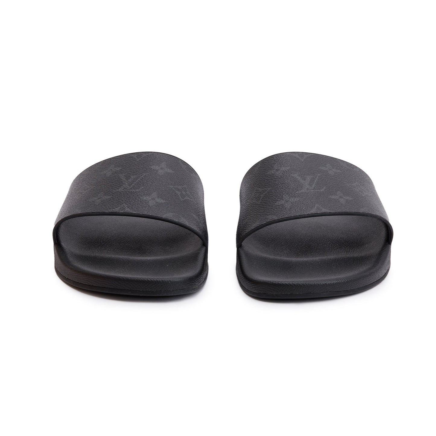 Louis Vuitton Black Monogram Eclipse Rubber Waterfront Mule, Size 11