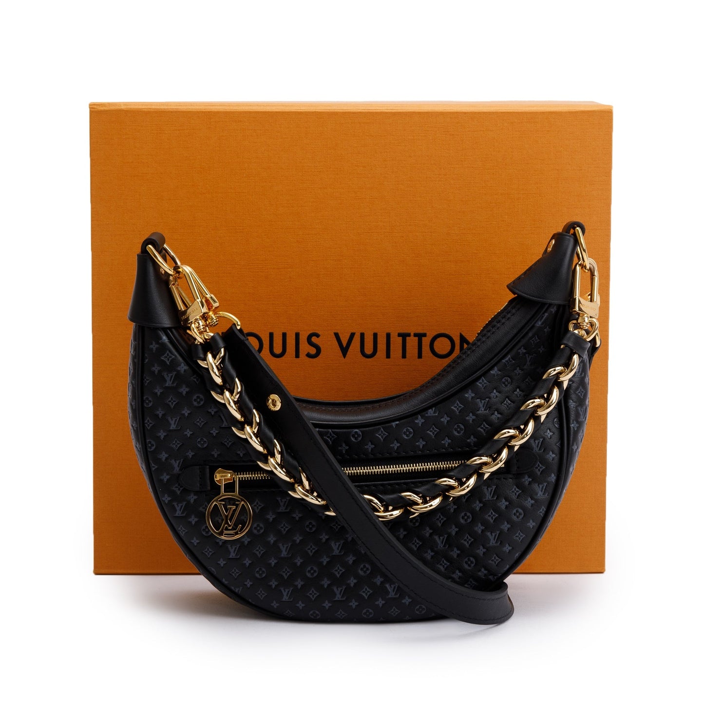 Louis Vuitton Black Monogram Embossed Calfskin Leather LV Loop Bag