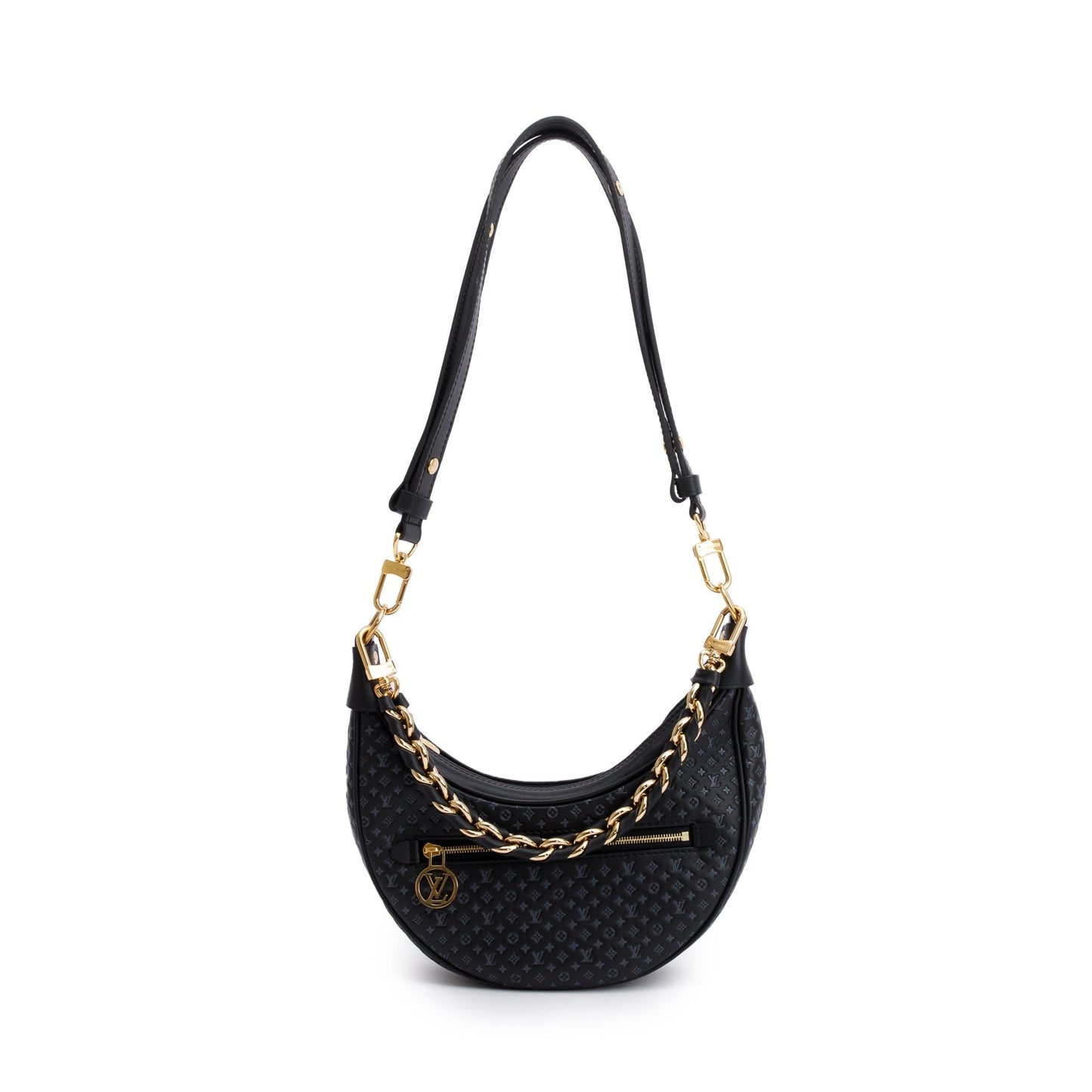 Louis Vuitton Black Monogram Embossed Calfskin Leather LV Loop Bag