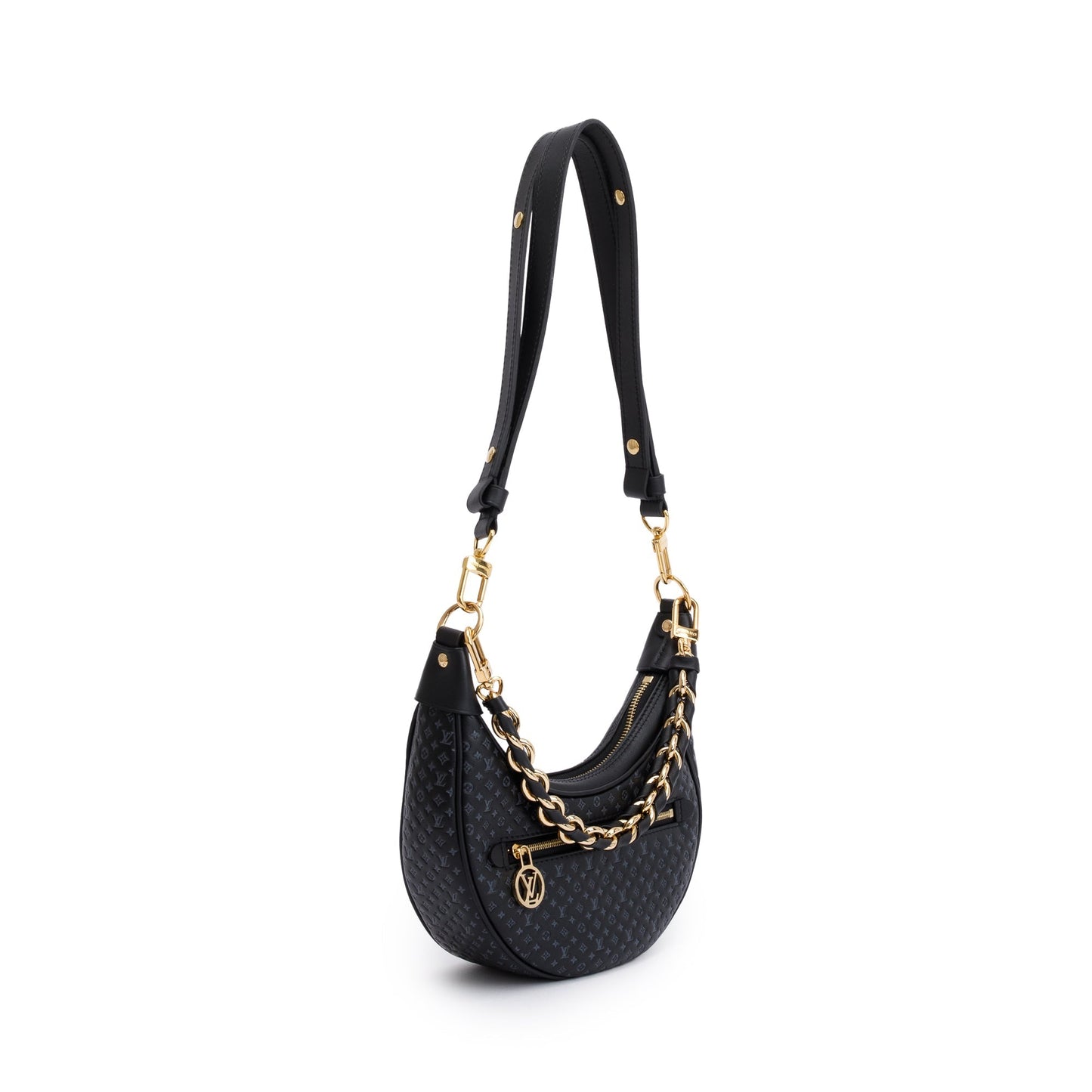 Louis Vuitton Black Monogram Embossed Calfskin Leather LV Loop Bag