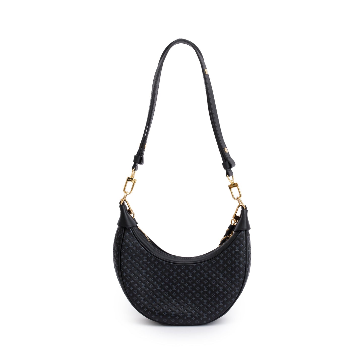 Louis Vuitton Black Monogram Embossed Calfskin Leather LV Loop Bag