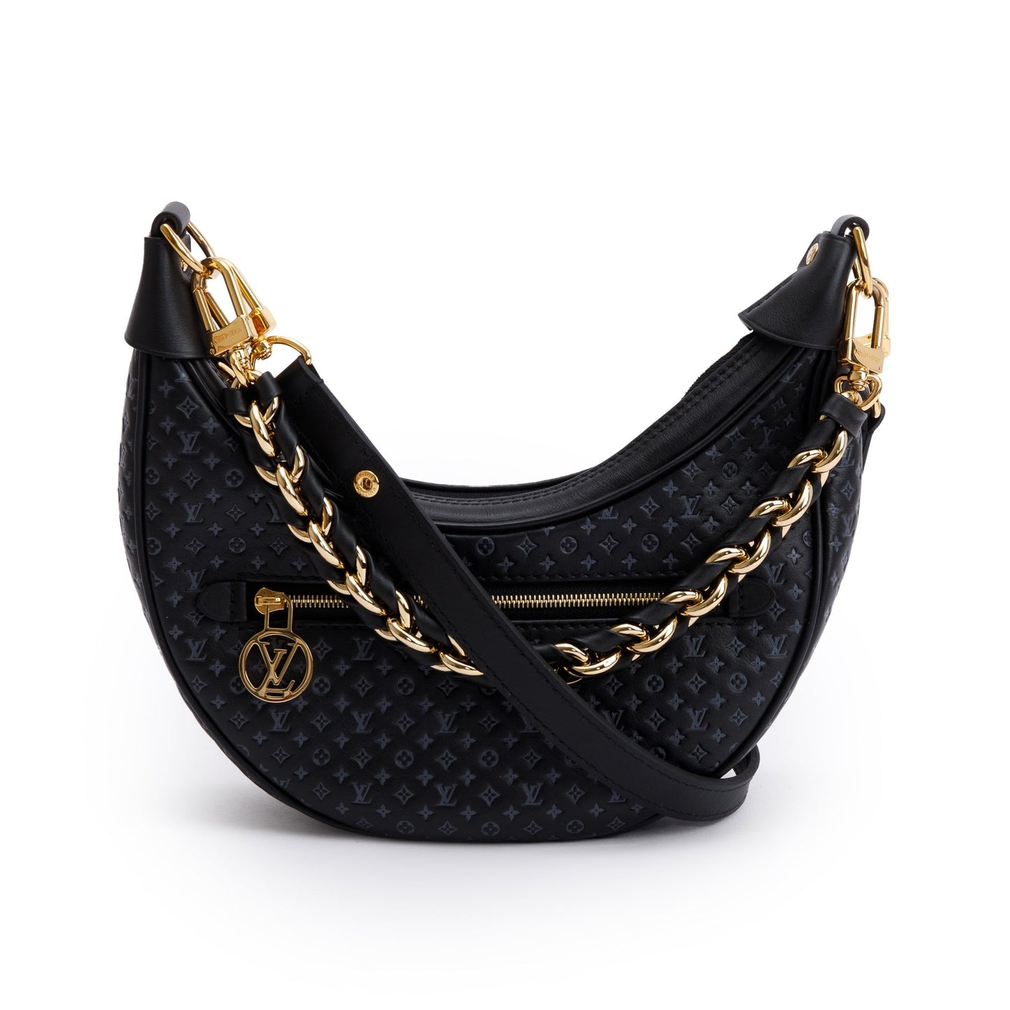 Louis Vuitton Black Monogram Embossed Calfskin Leather LV Loop Bag