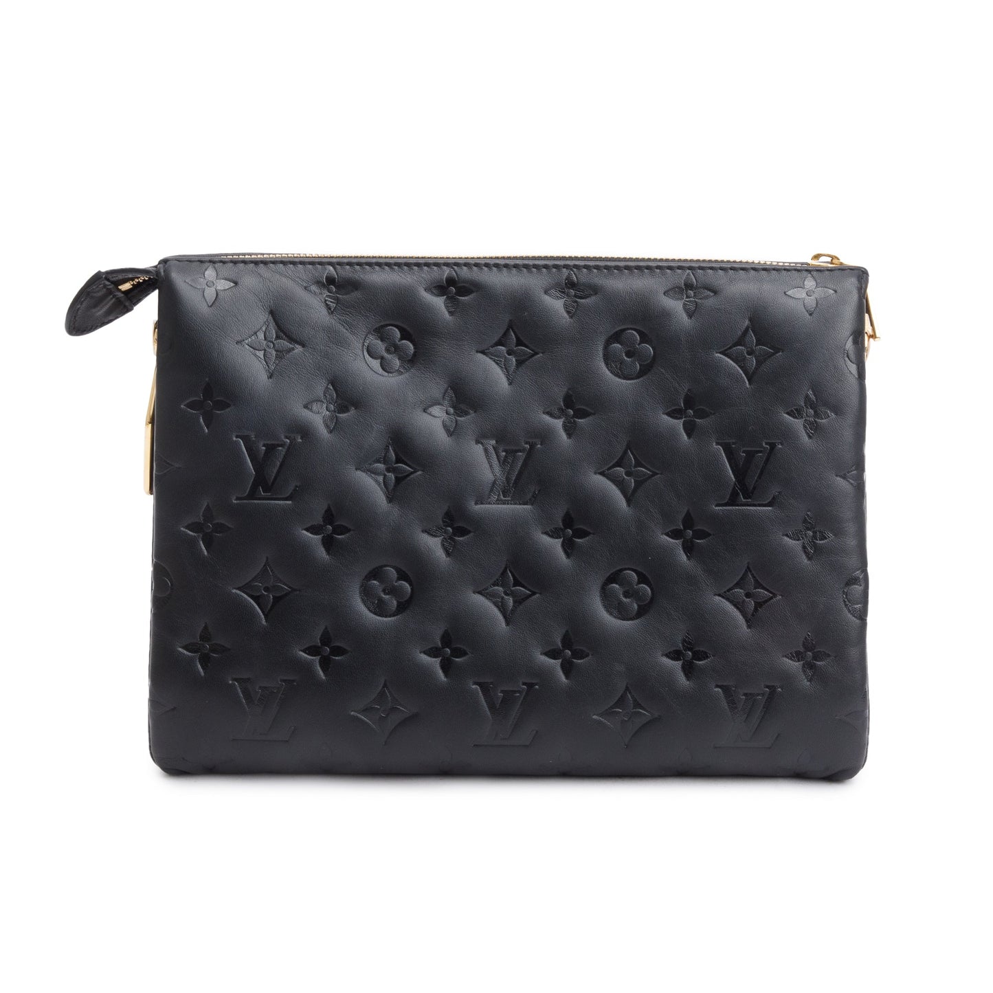 Louis Vuitton Black Monogram Embossed Lambskin Leather Coussin PM