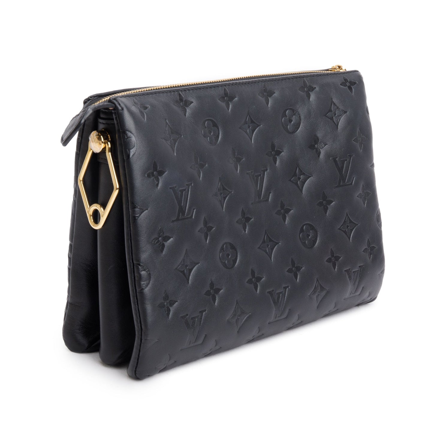 Louis Vuitton Black Monogram Embossed Lambskin Leather Coussin PM
