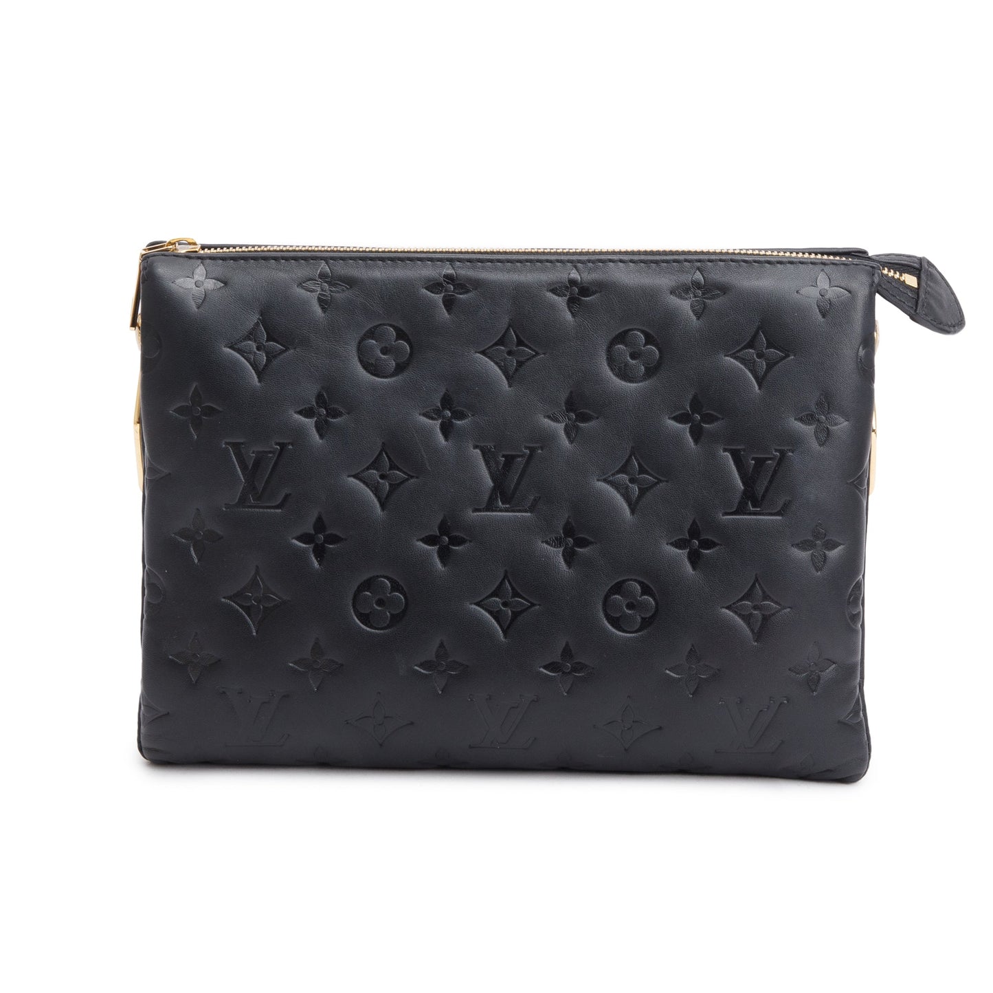 Louis Vuitton Black Monogram Embossed Lambskin Leather Coussin PM