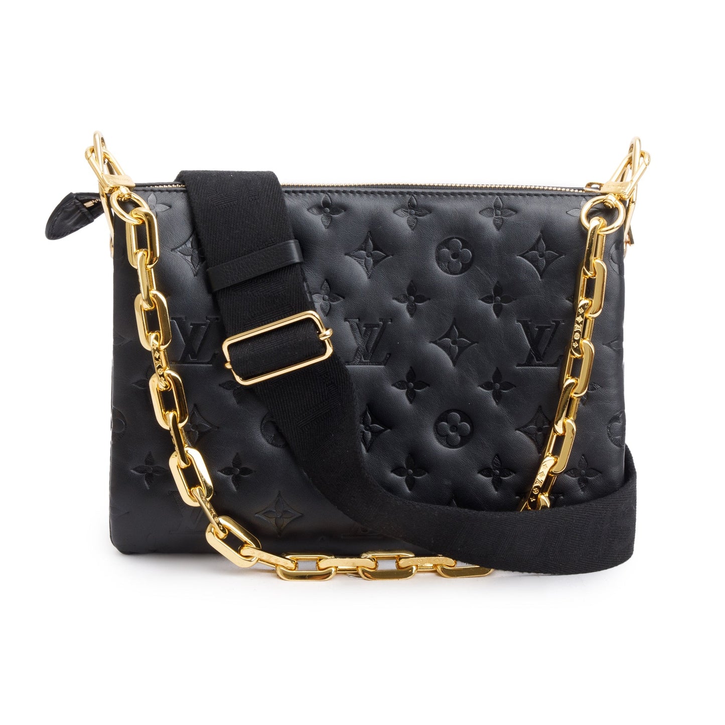 Louis Vuitton Black Monogram Embossed Lambskin Leather Coussin PM