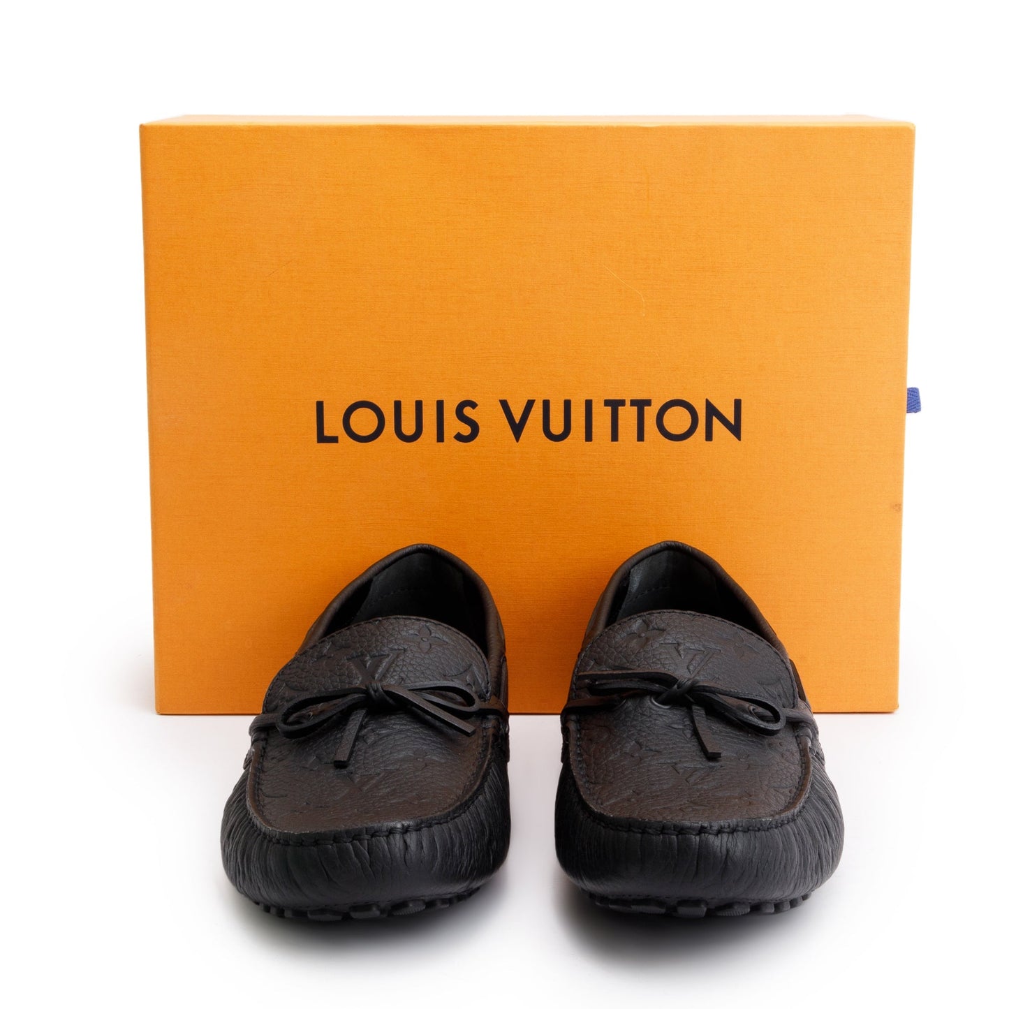 Louis Vuitton Black Monogram Empreinte Leather Hockenheim Moccasin, Size 13