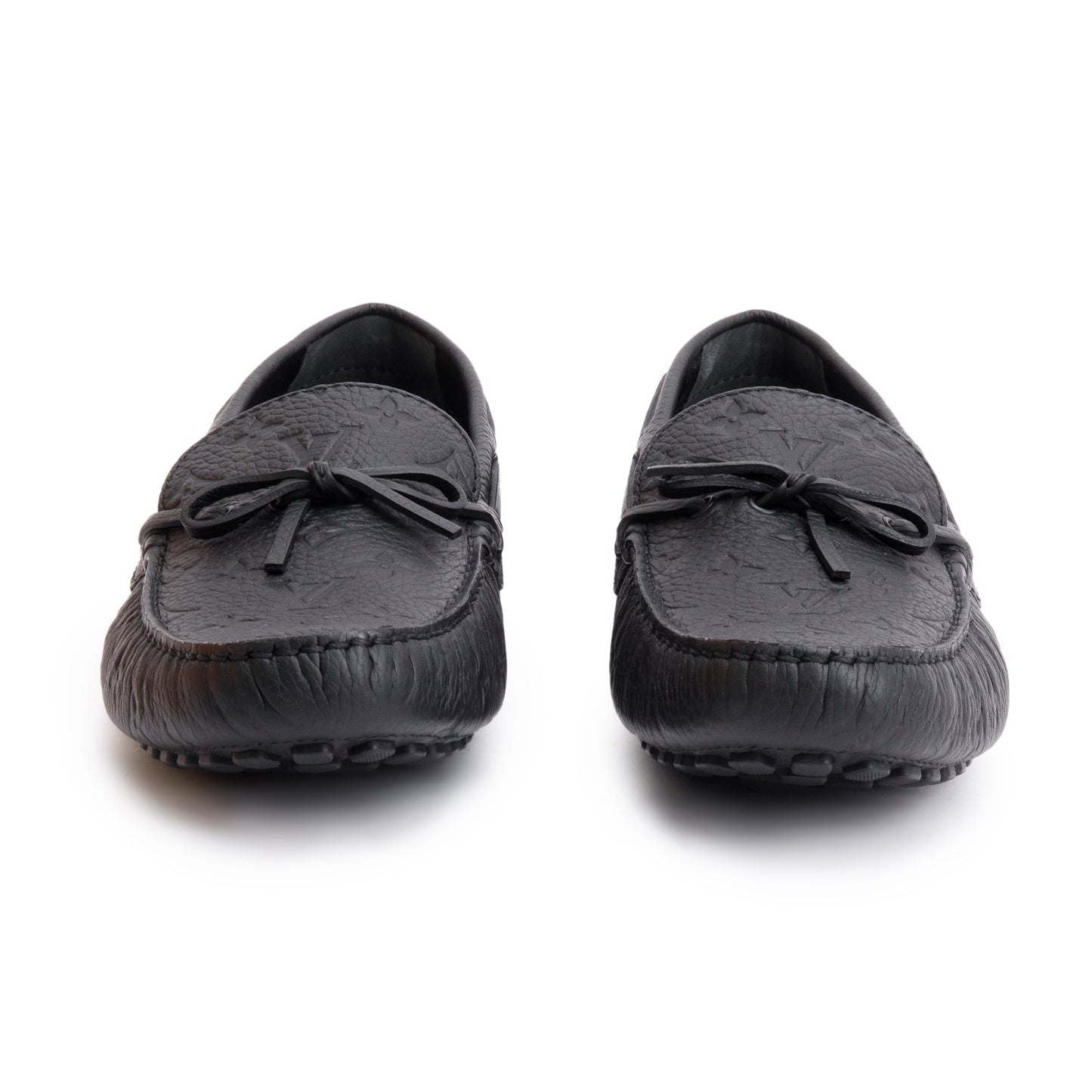 Louis Vuitton Black Monogram Empreinte Leather Hockenheim Moccasin, Size 13