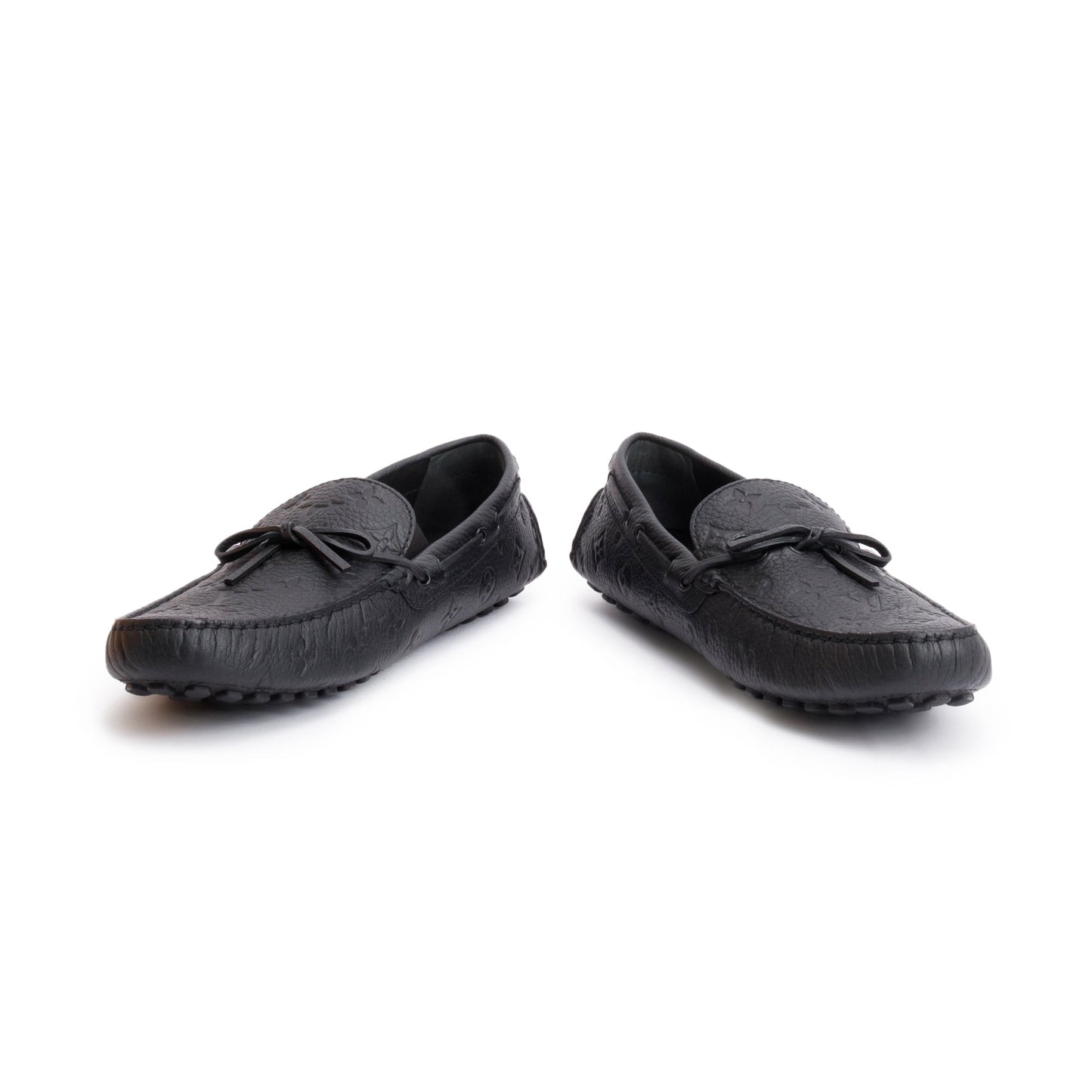 Louis Vuitton Black Monogram Empreinte Leather Hockenheim Moccasin, Size 13