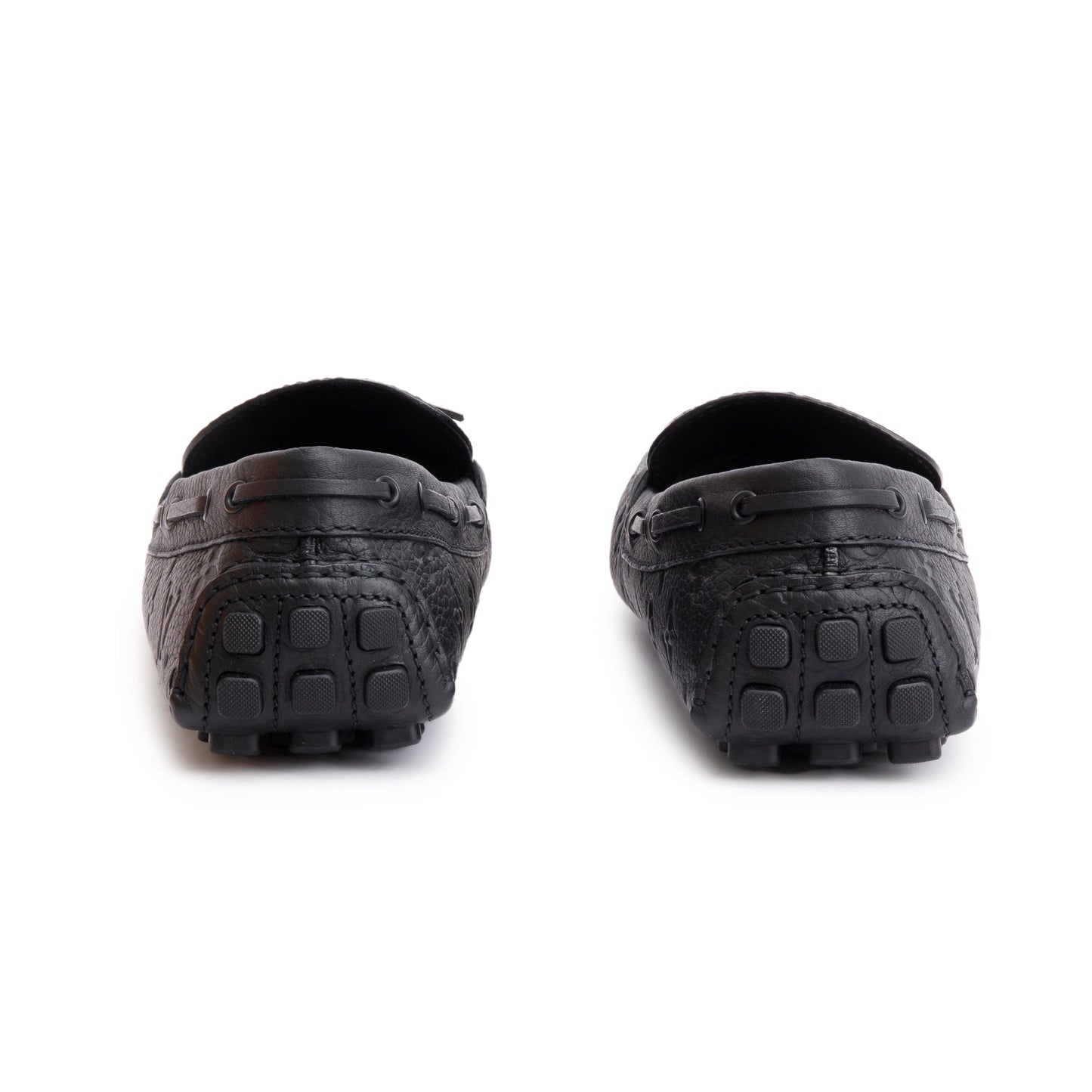 Louis Vuitton Black Monogram Empreinte Leather Hockenheim Moccasin, Size 13