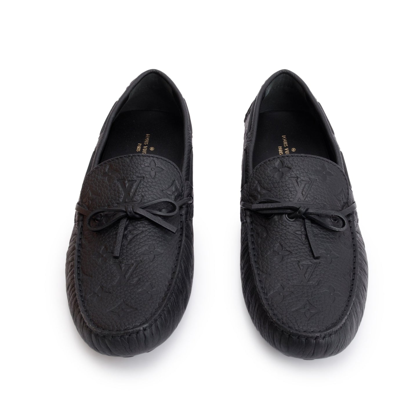Louis Vuitton Black Monogram Empreinte Leather Hockenheim Moccasin, Size 13