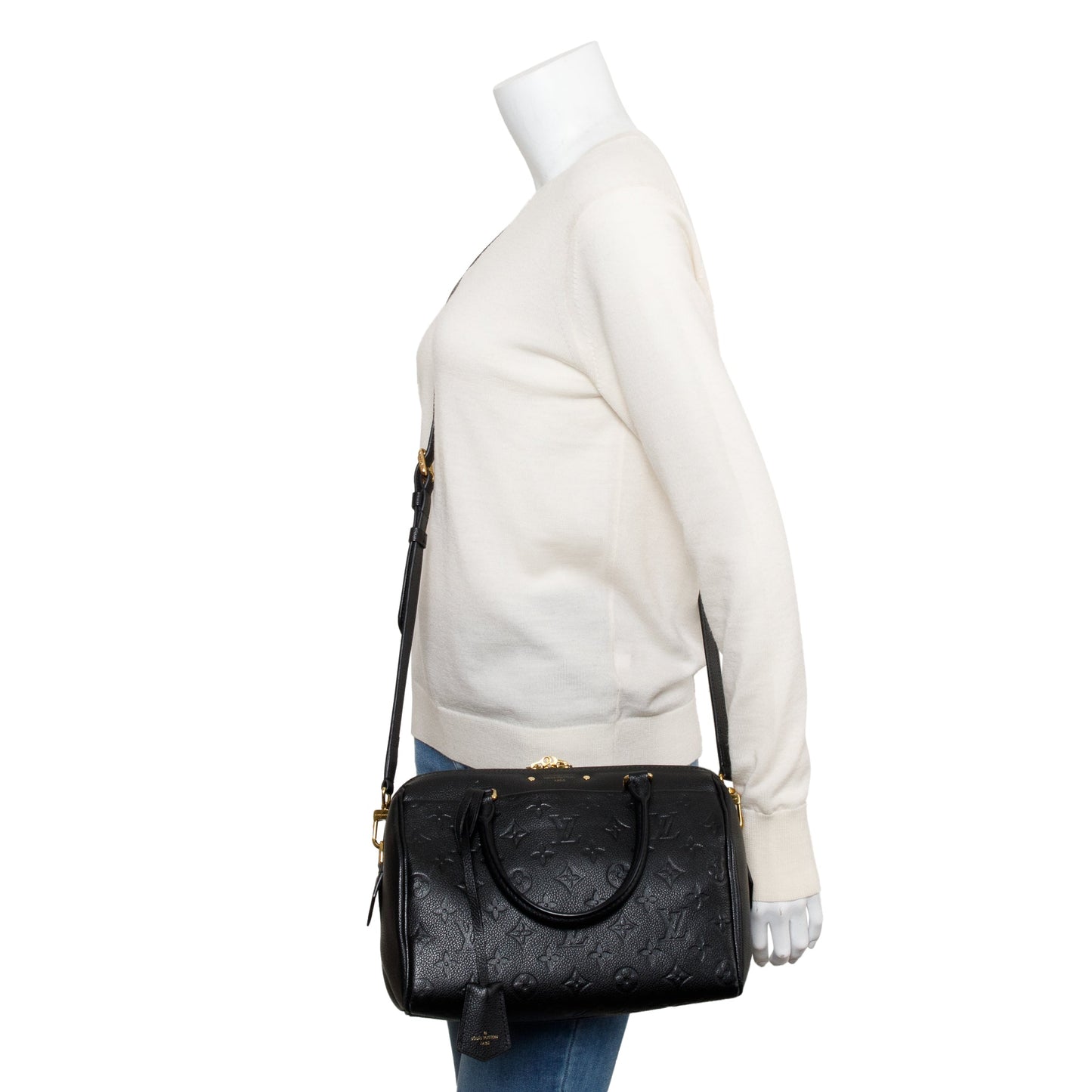 Louis Vuitton Black Monogram Empreinte Leather Speedy Bandouliere 25 NM