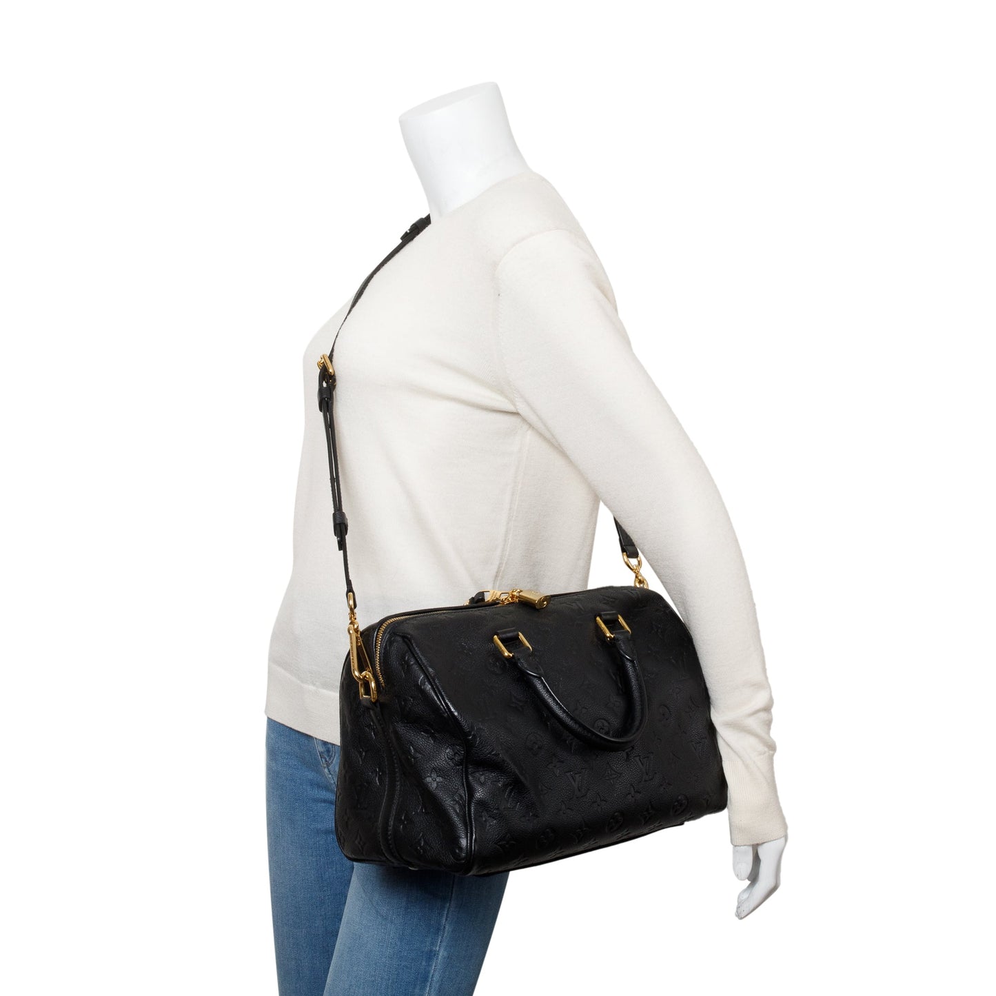 Louis Vuitton Black Monogram Empreinte Leather Speedy Bandouliere 30