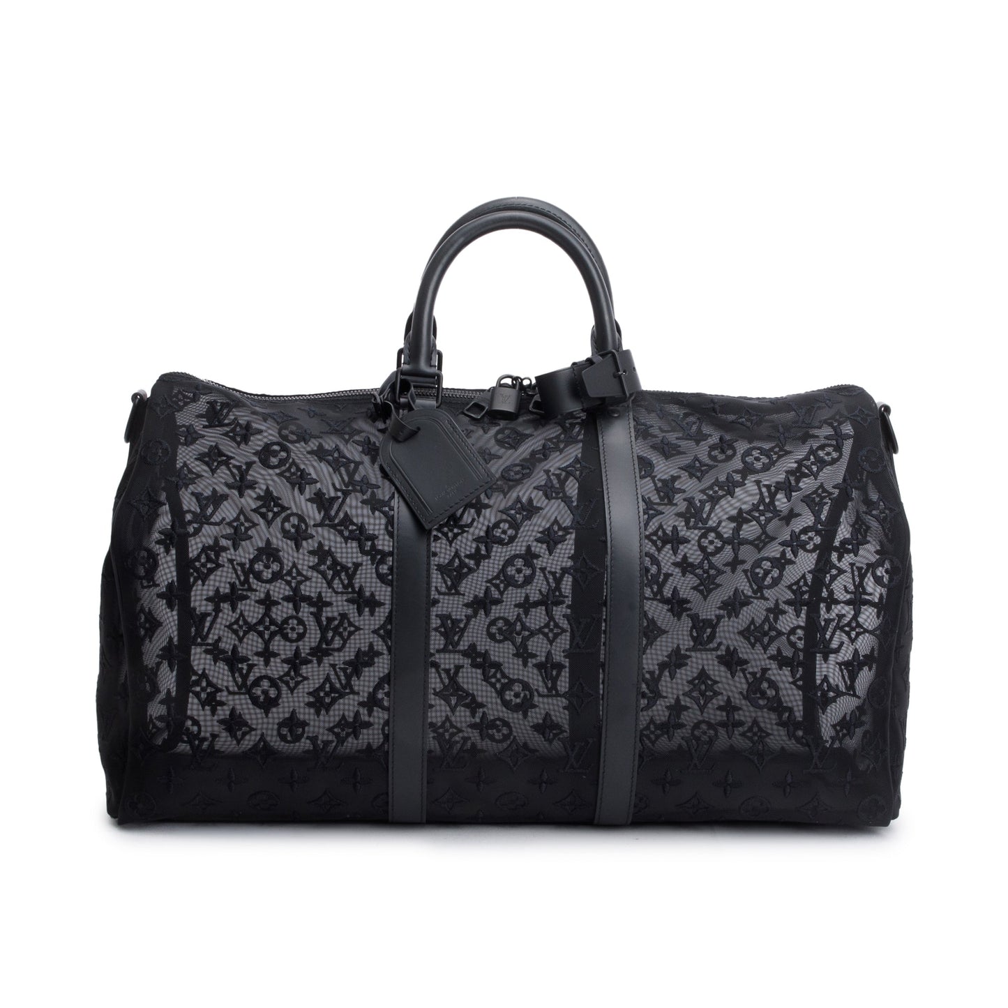 Louis Vuitton Black Monogram Mesh Keepall Bandouliere 50
