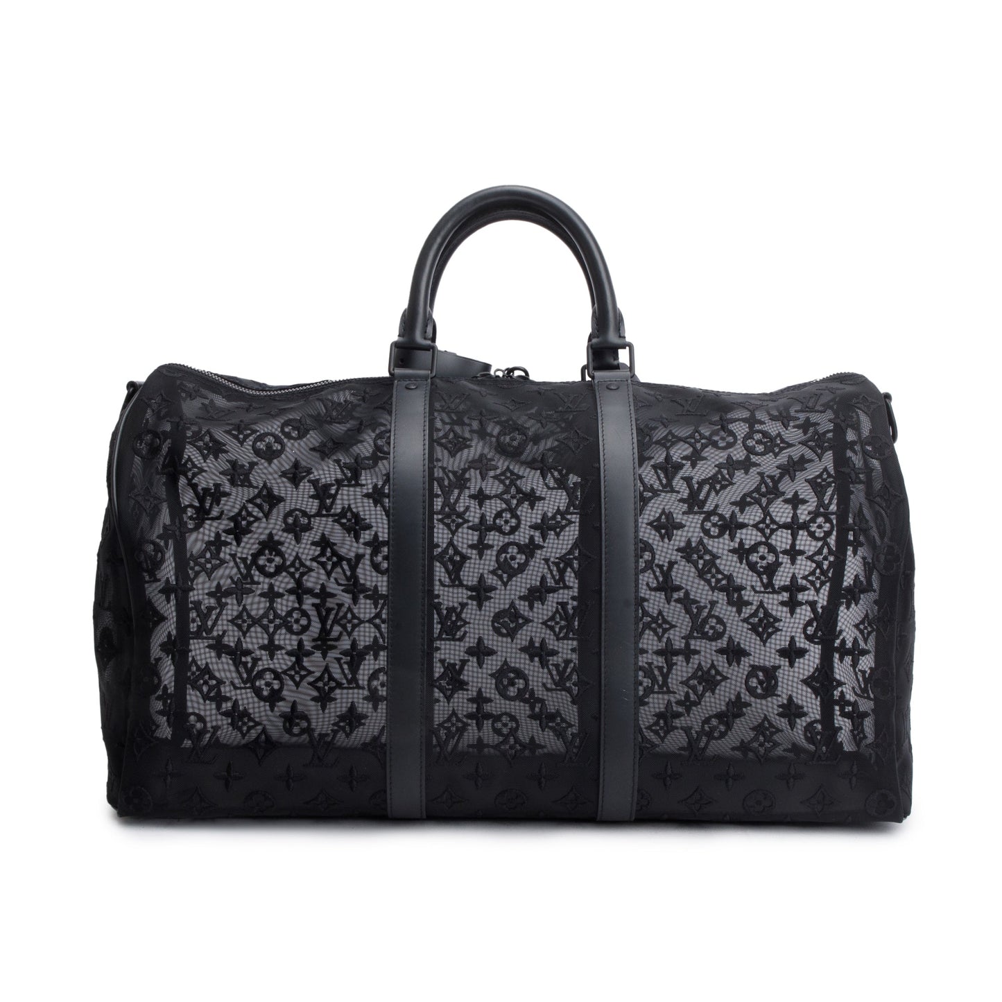 Louis Vuitton Black Monogram Mesh Keepall Bandouliere 50