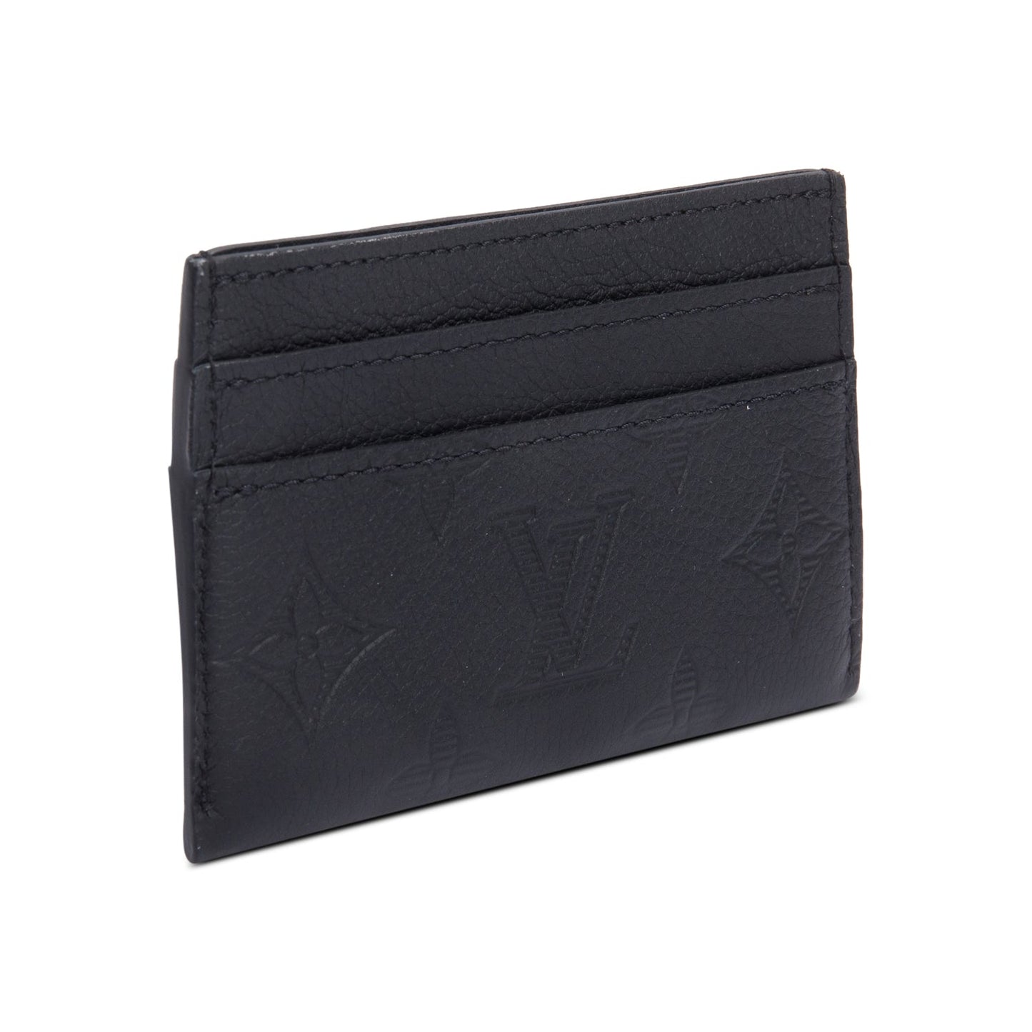 Louis Vuitton Black Monogram Shadow Calf Leather Double Card Holder