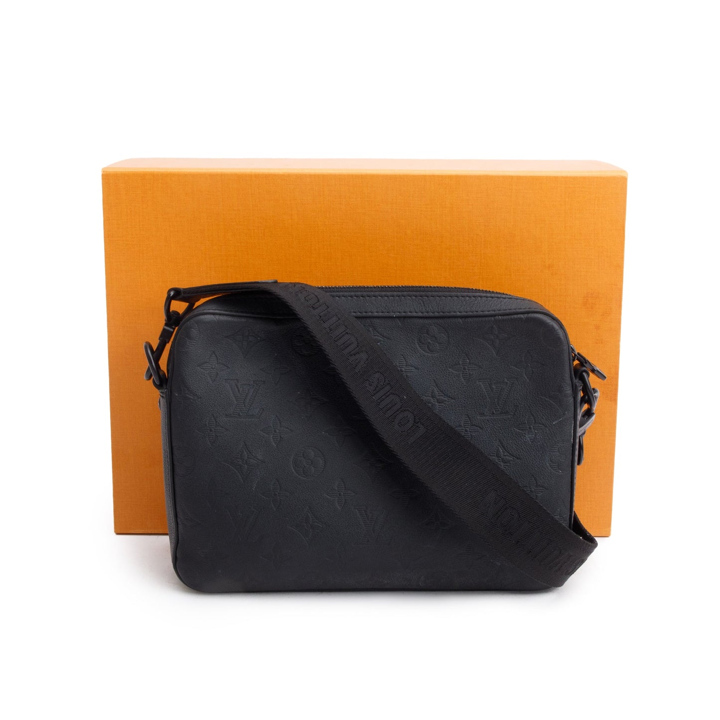 Louis Vuitton Black Monogram Shadow Embossed Calfskin Leather Messenger Bag