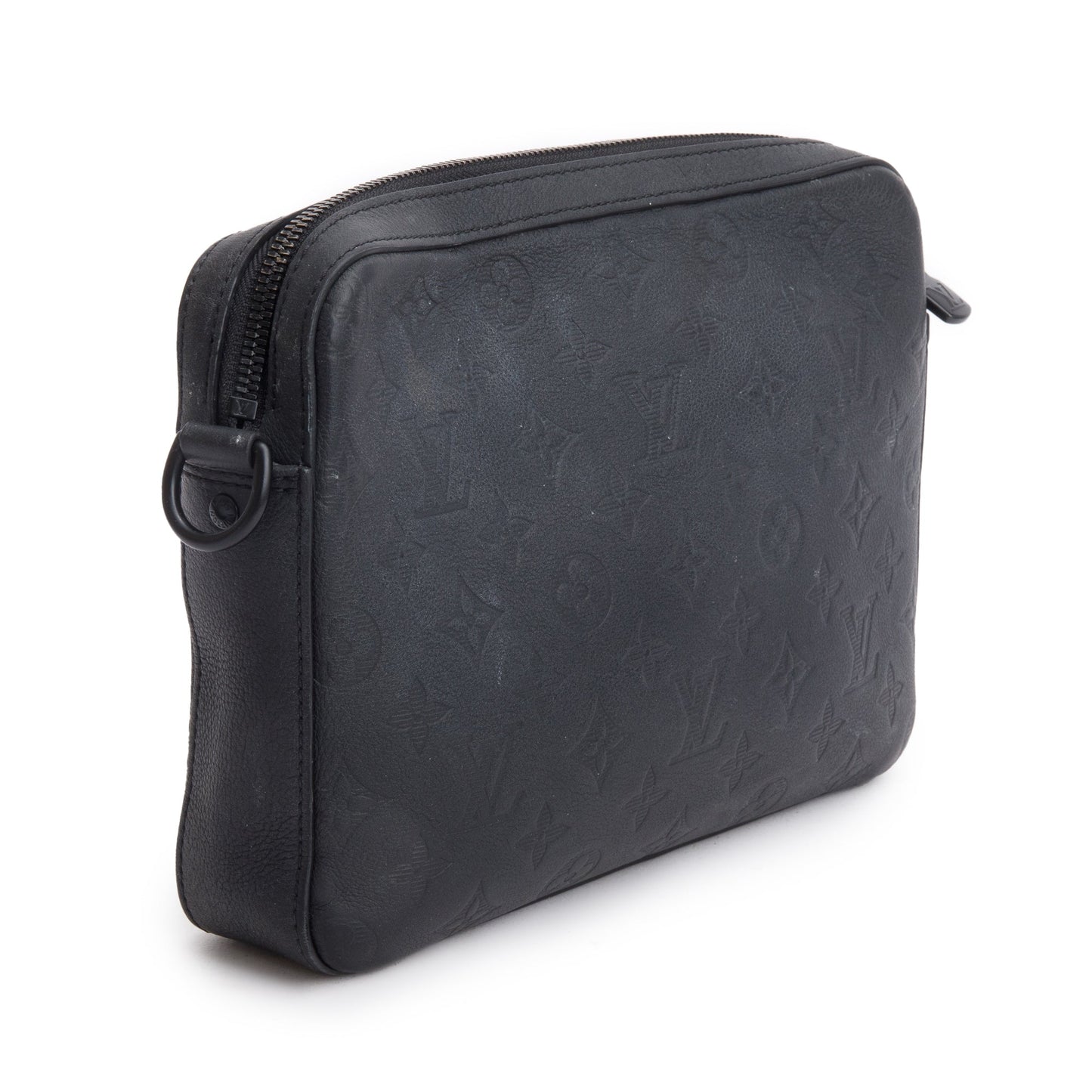 Louis Vuitton Black Monogram Shadow Embossed Calfskin Leather Messenger Bag