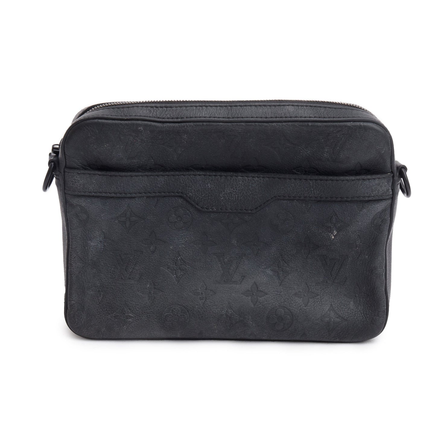 Louis Vuitton Black Monogram Shadow Embossed Calfskin Leather Messenger Bag