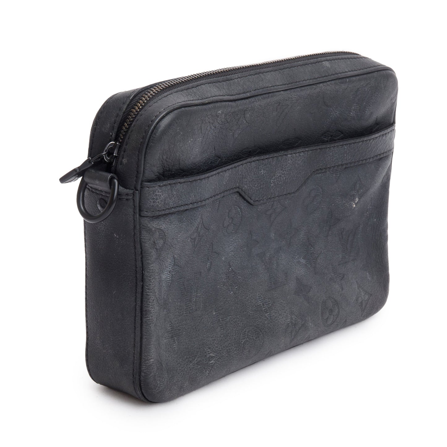 Louis Vuitton Black Monogram Shadow Embossed Calfskin Leather Messenger Bag