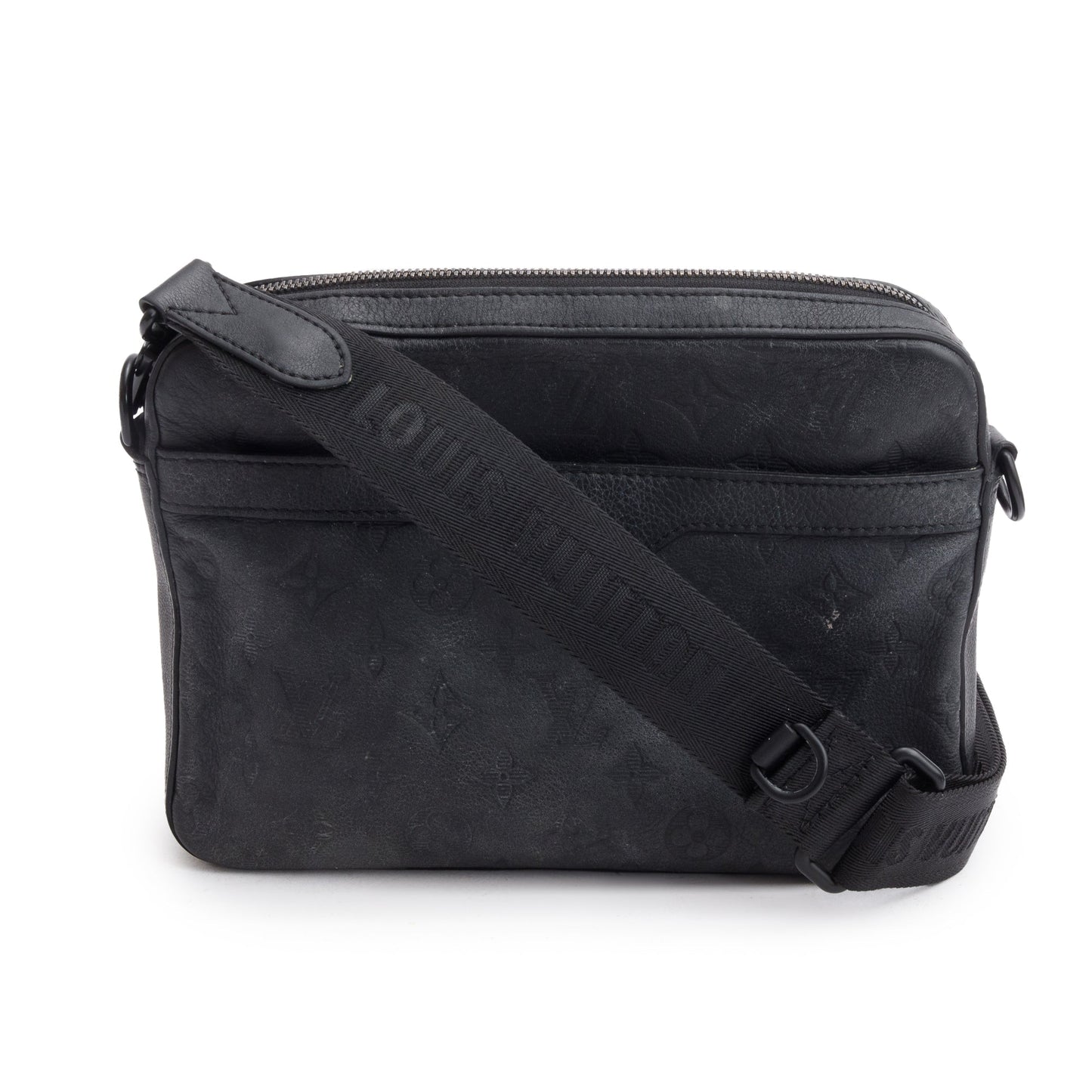 Louis Vuitton Black Monogram Shadow Embossed Calfskin Leather Messenger Bag
