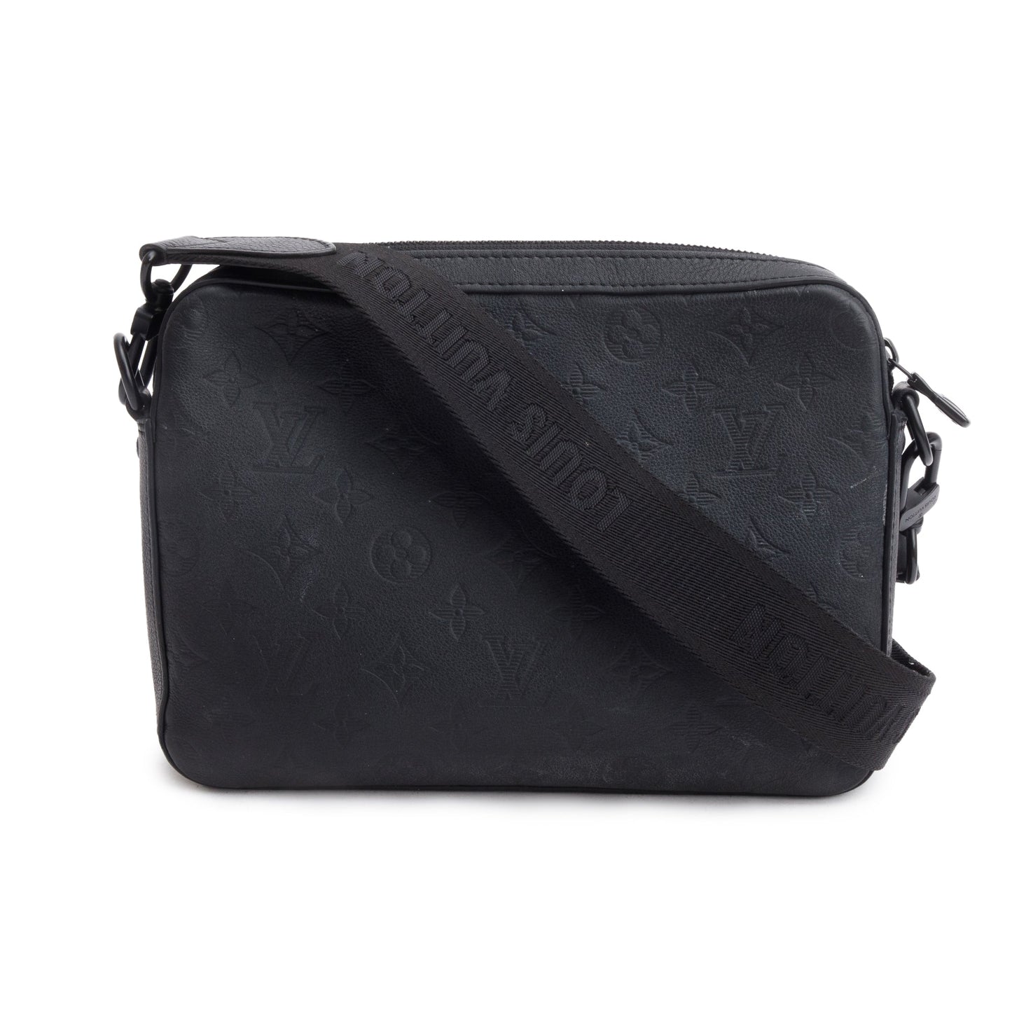 Louis Vuitton Black Monogram Shadow Embossed Calfskin Leather Messenger Bag