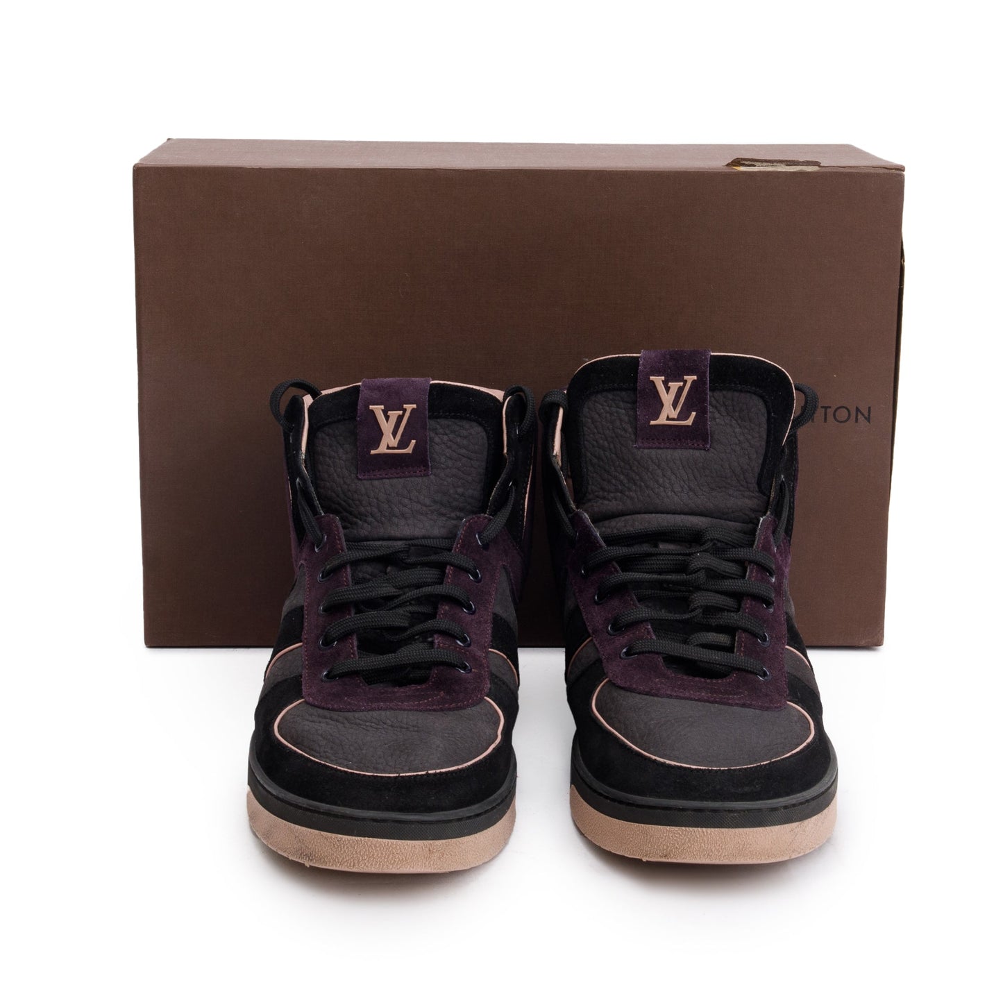 Louis Vuitton Black & Purple Suede Tribe High-Top Sneakers, Size 9