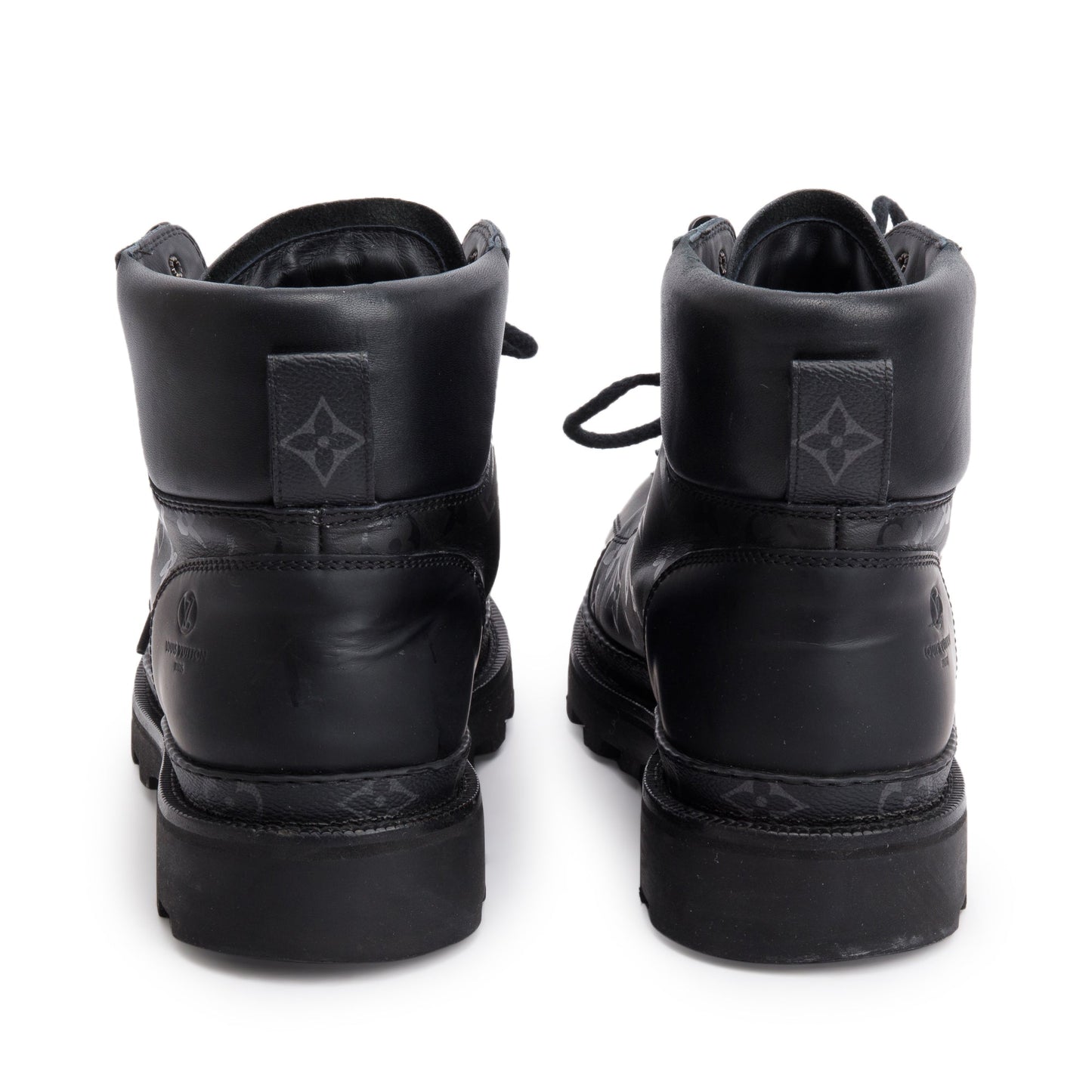 Louis Vuitton Black Shadow Monogram Eclipse Ranger Ankle Boots, Size 8