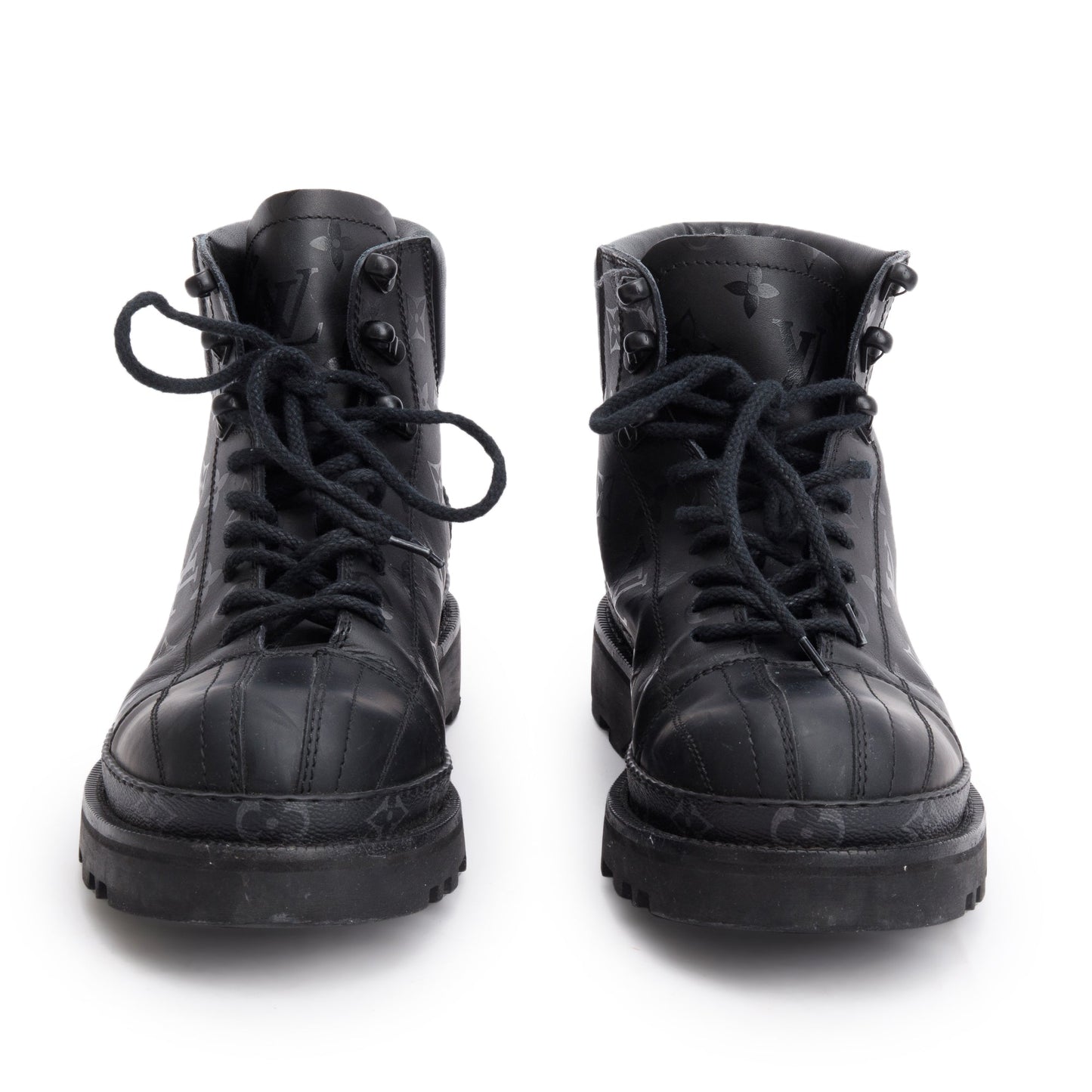 Louis Vuitton Black Shadow Monogram Eclipse Ranger Ankle Boots, Size 8