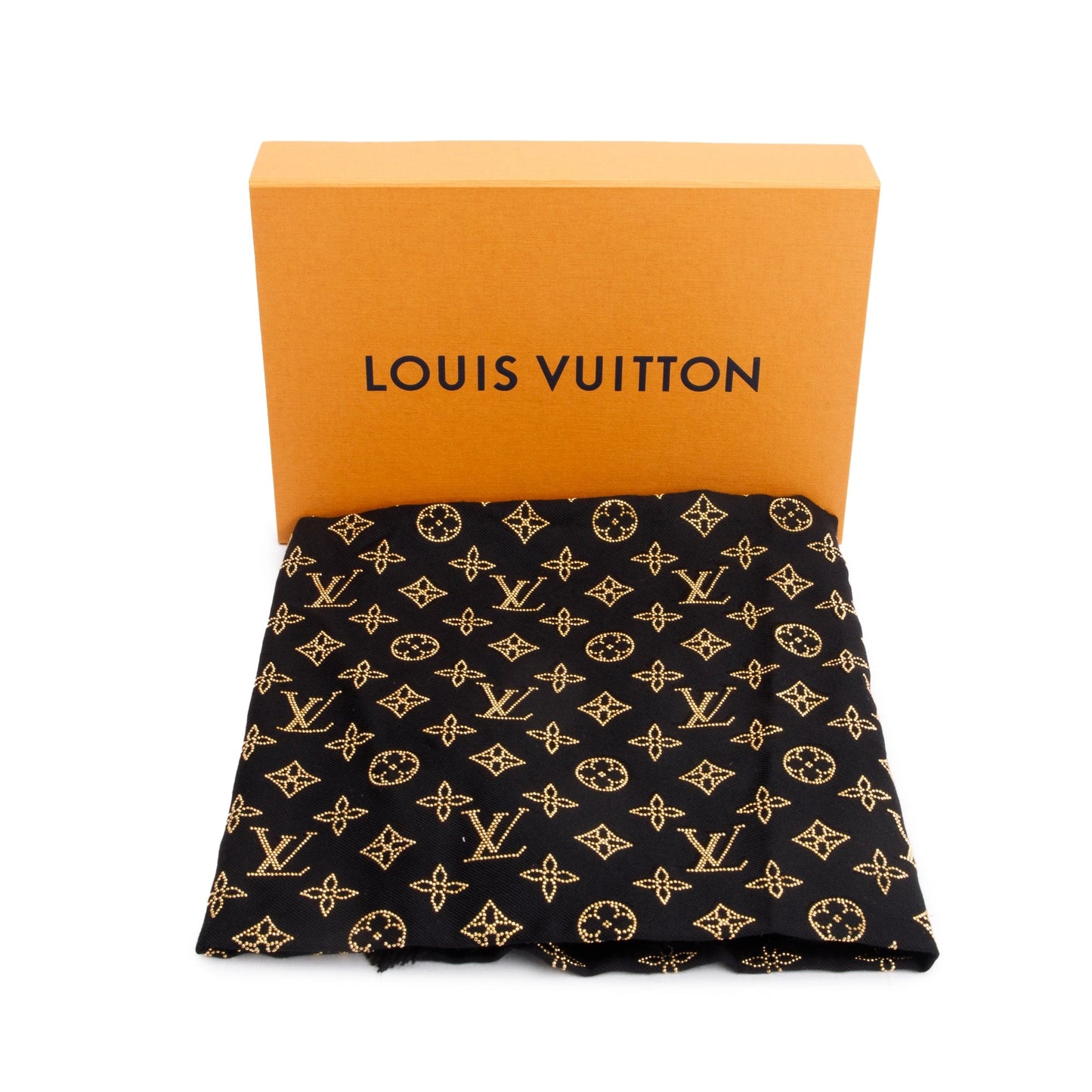 Louis Vuitton Black Silk/Wool Studded More Monogram Shawl Scarf