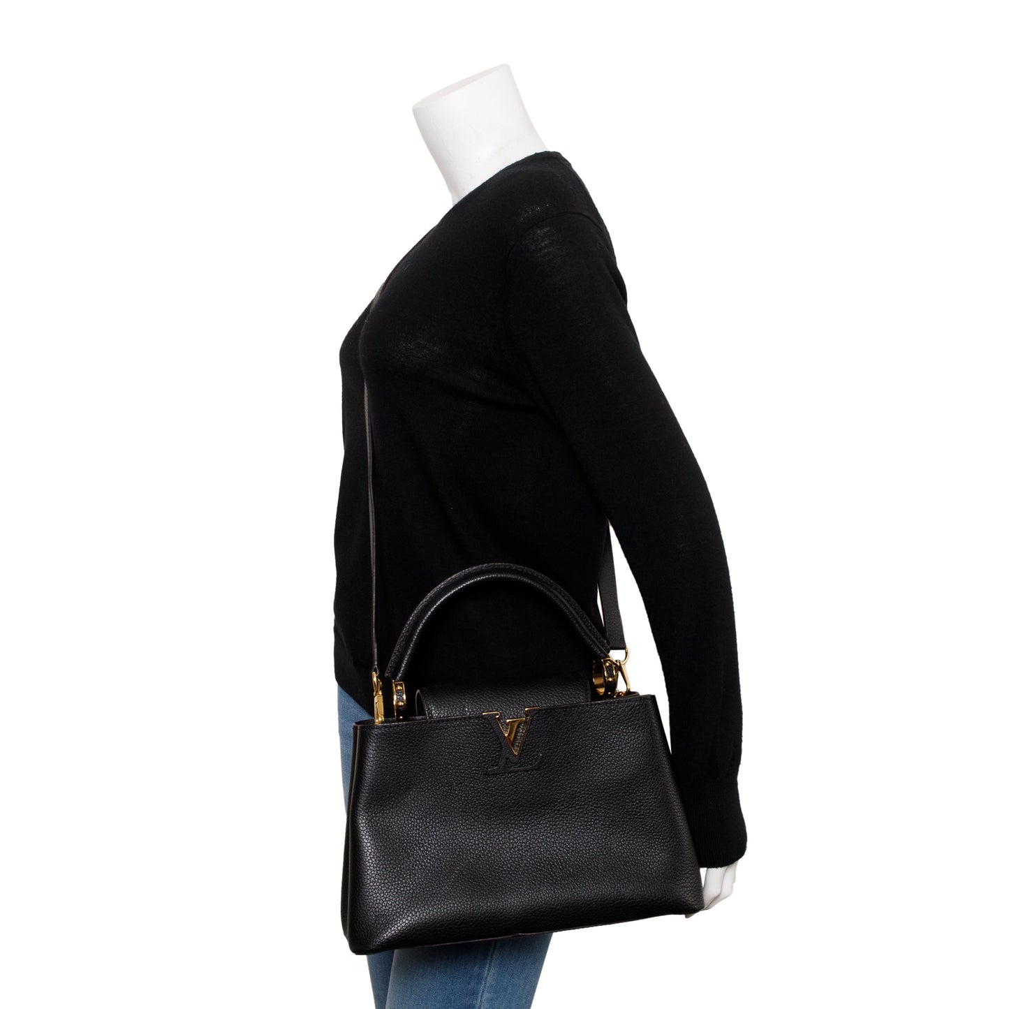 Louis Vuitton Black Taurillon Leather Capucines PM