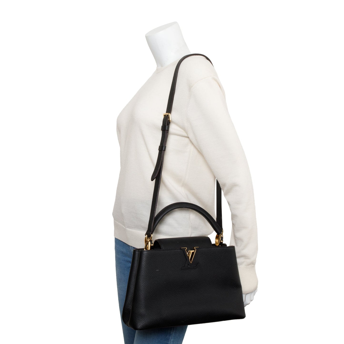 Louis Vuitton Black Taurillon Leather Capucines PM