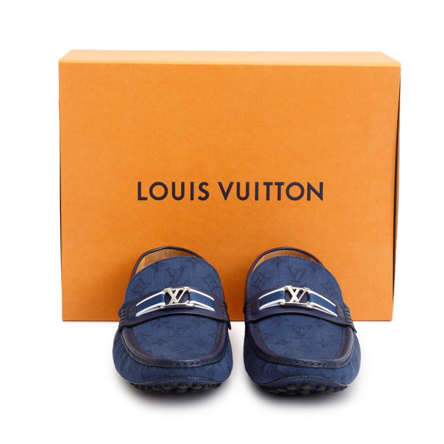 Louis Vuitton Blue Denim Men's Hockenheim Moccasin Loafers, Size 11