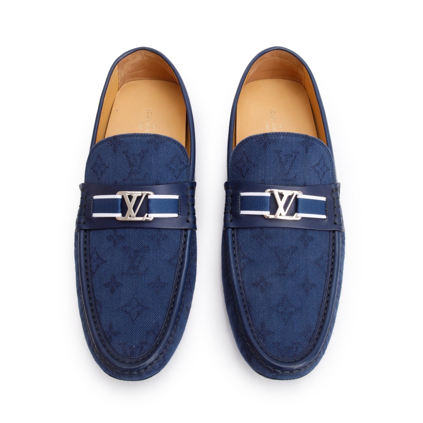 Louis Vuitton Blue Denim Men's Hockenheim Moccasin Loafers, Size 11