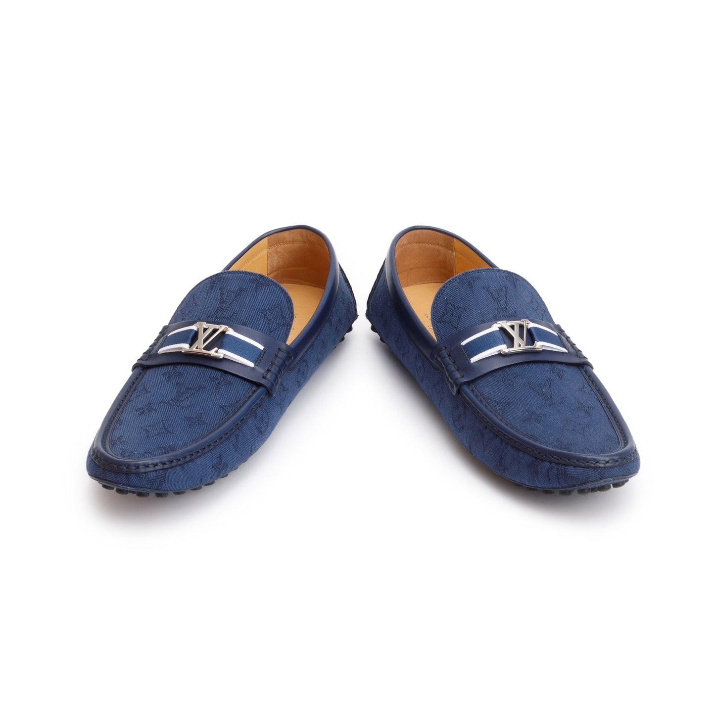 Louis Vuitton Blue Denim Men's Hockenheim Moccasin Loafers, Size 11