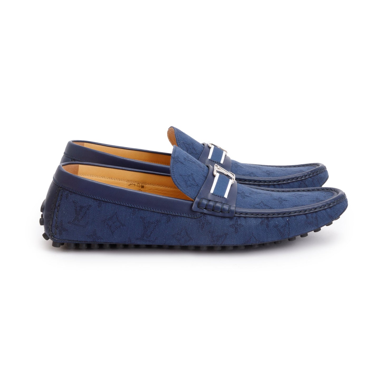 Louis Vuitton Blue Denim Men's Hockenheim Moccasin Loafers, Size 11