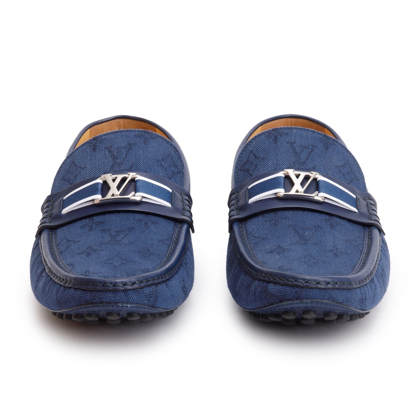 Louis Vuitton Blue Denim Men's Hockenheim Moccasin Loafers, Size 11