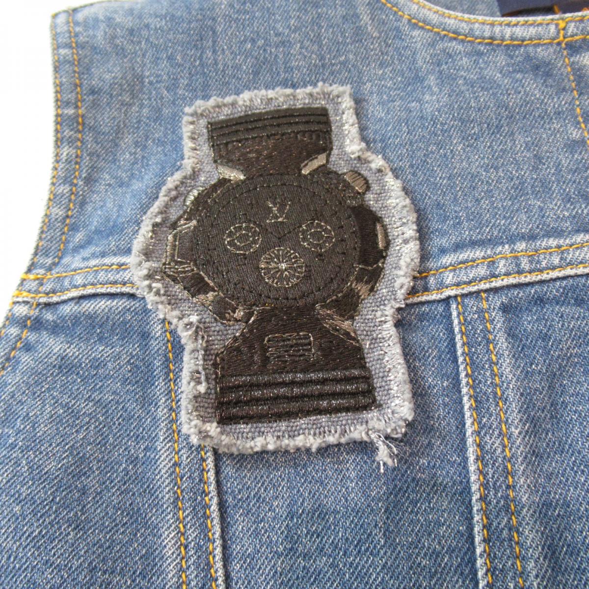 LOUIS VUITTON BLUE DENIM & PATCHES SLEEVELESS DRESS