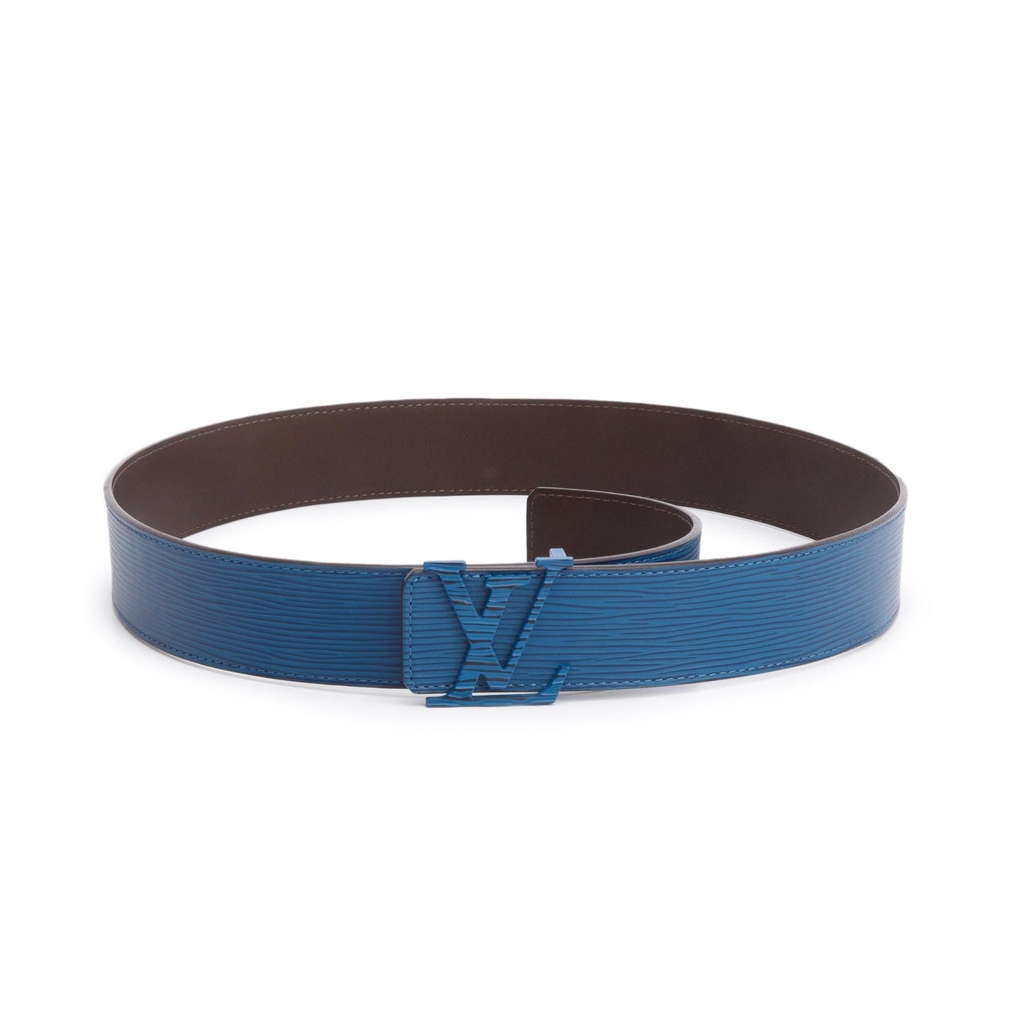 Louis Vuitton Blue Epi Leather LV Initials 40 MM Belt 90 36