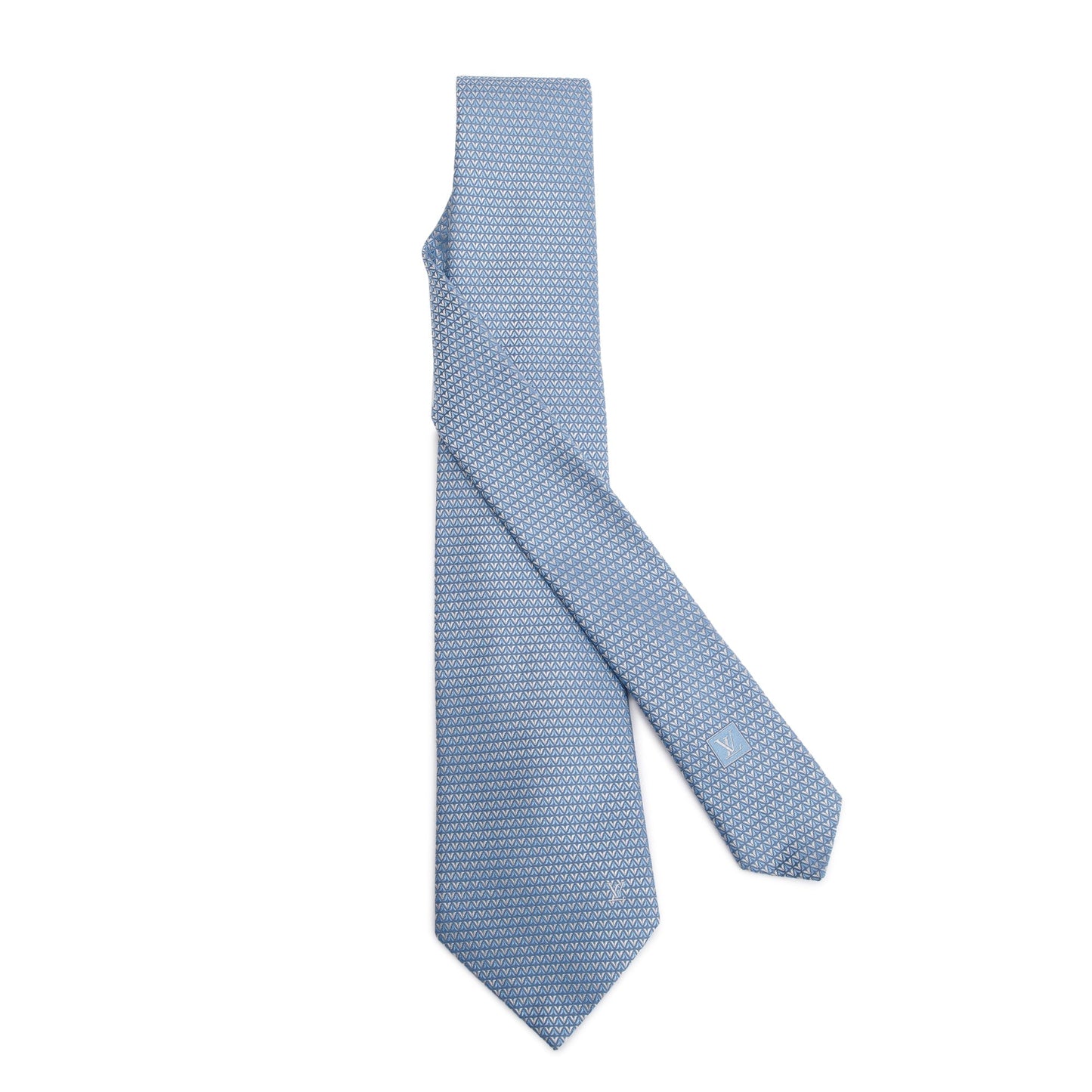 Louis Vuitton Blue Gray Diamonds V Silk Tie