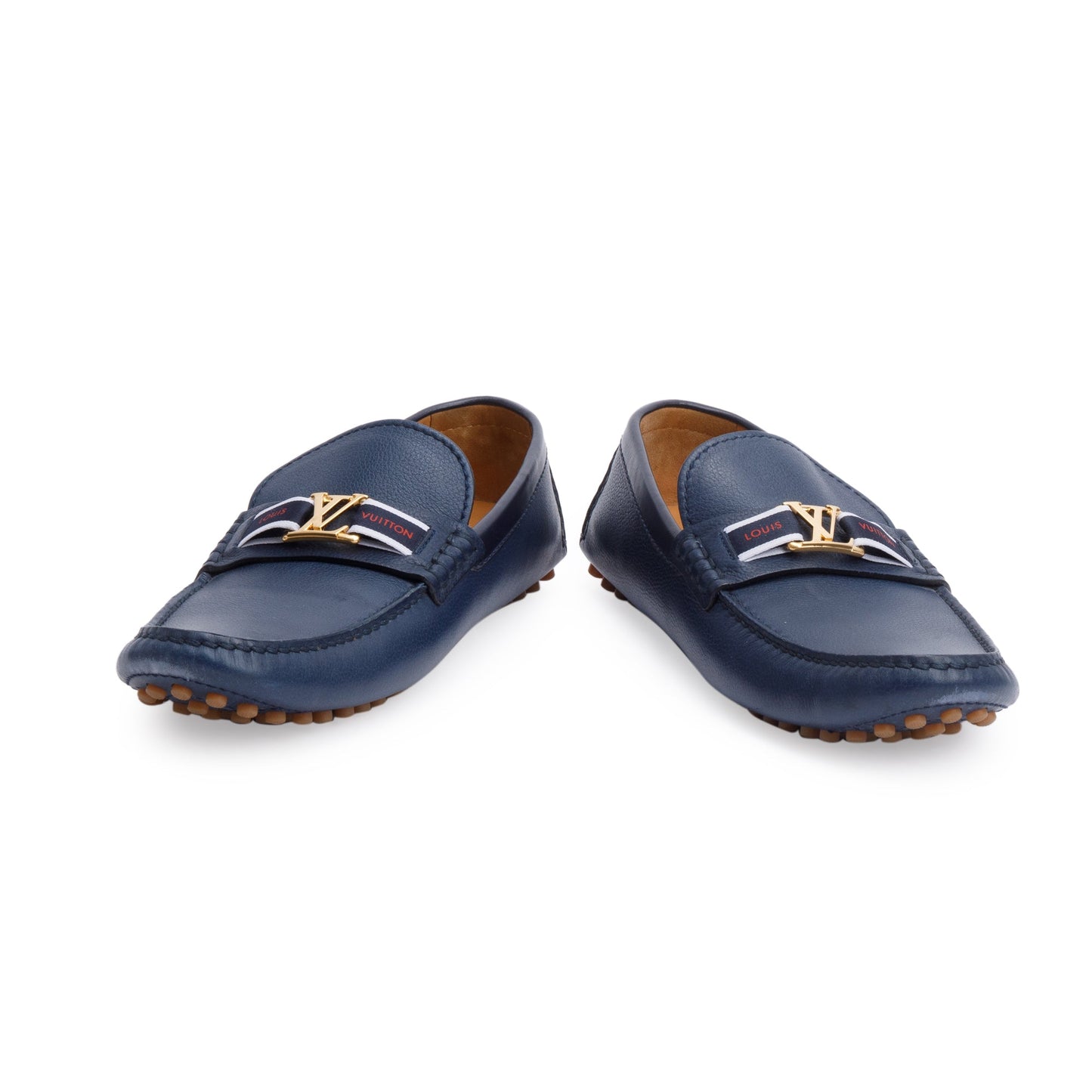 Louis Vuitton Blue Leather Men's Hockenheim Moccasin Loafers, Size 8.5