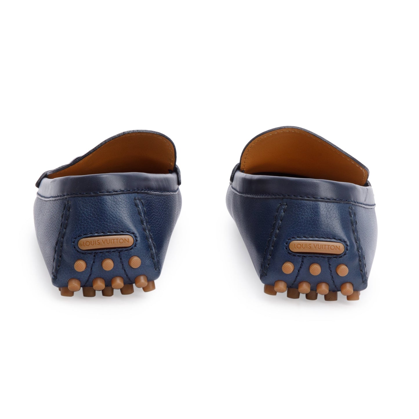 Louis Vuitton Blue Leather Men's Hockenheim Moccasin Loafers, Size 8.5